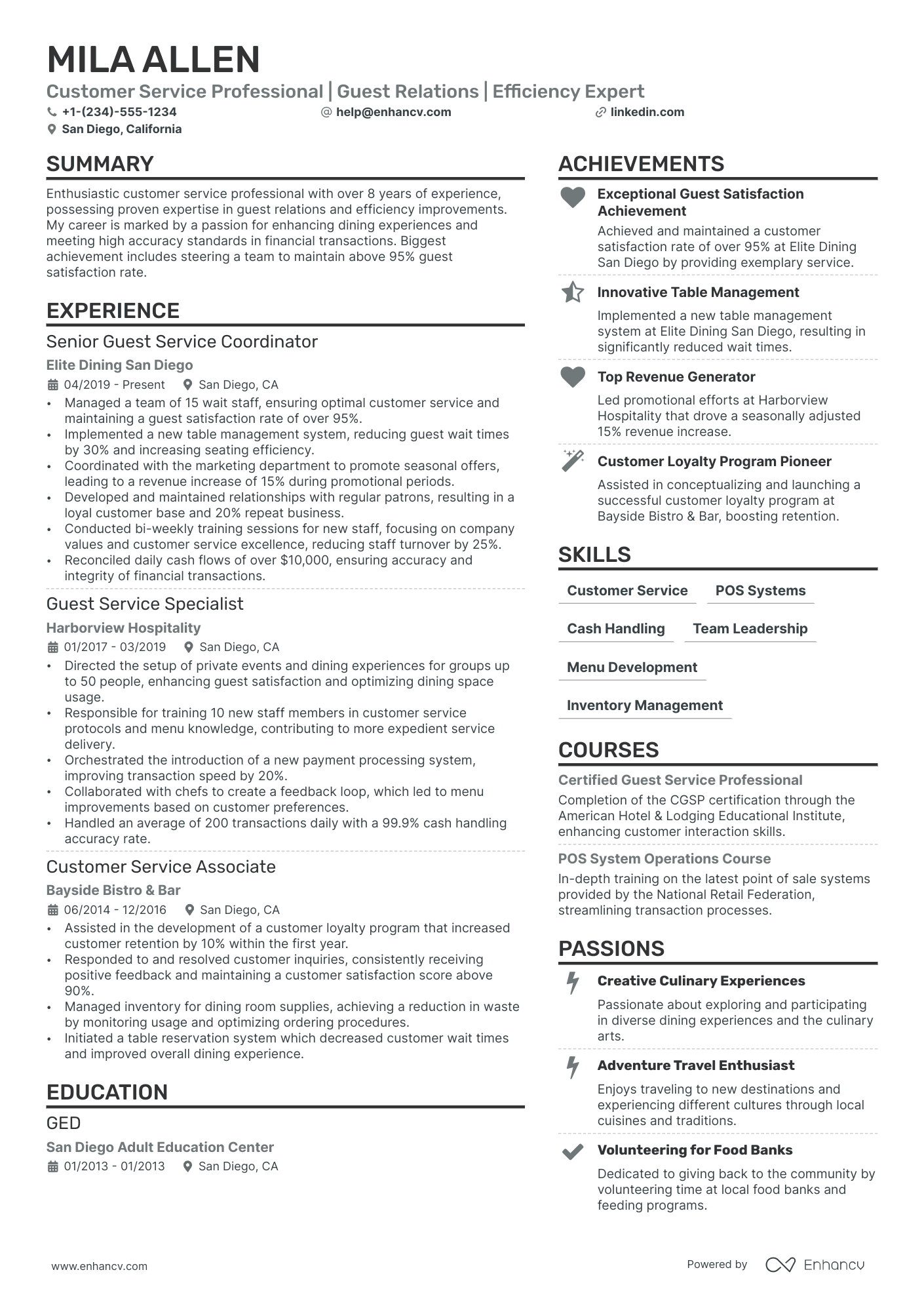 Restaurant Cashier Resume Example