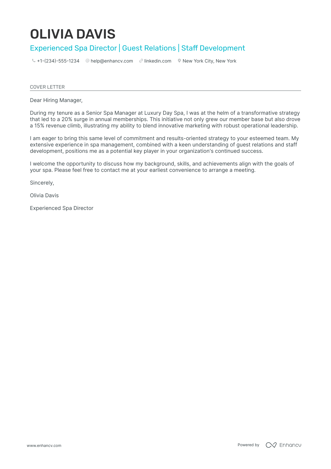 Spa Director Resume Example