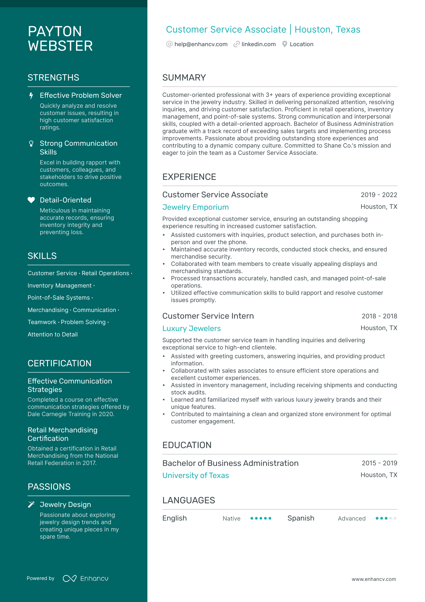 Junior Interior Designer Resume Example