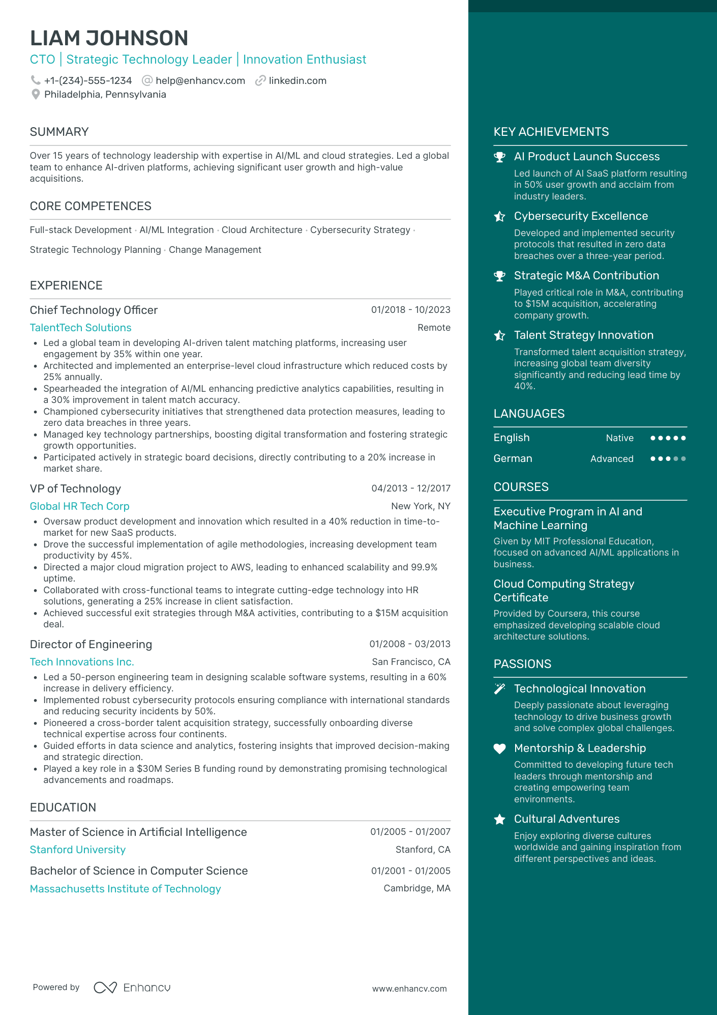 Deputy Chief Innovation Officer Resume Example