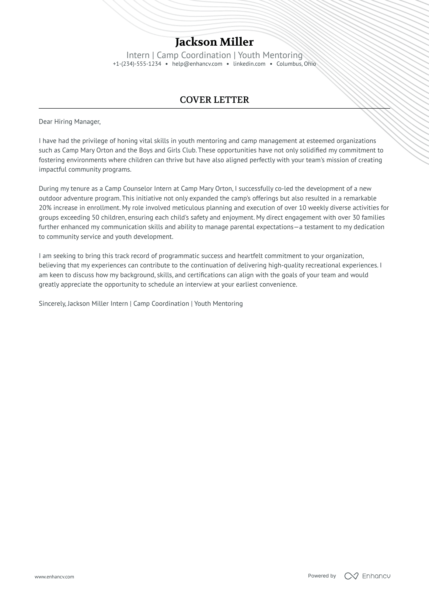 Entry Level Camp Counselor Resume Example