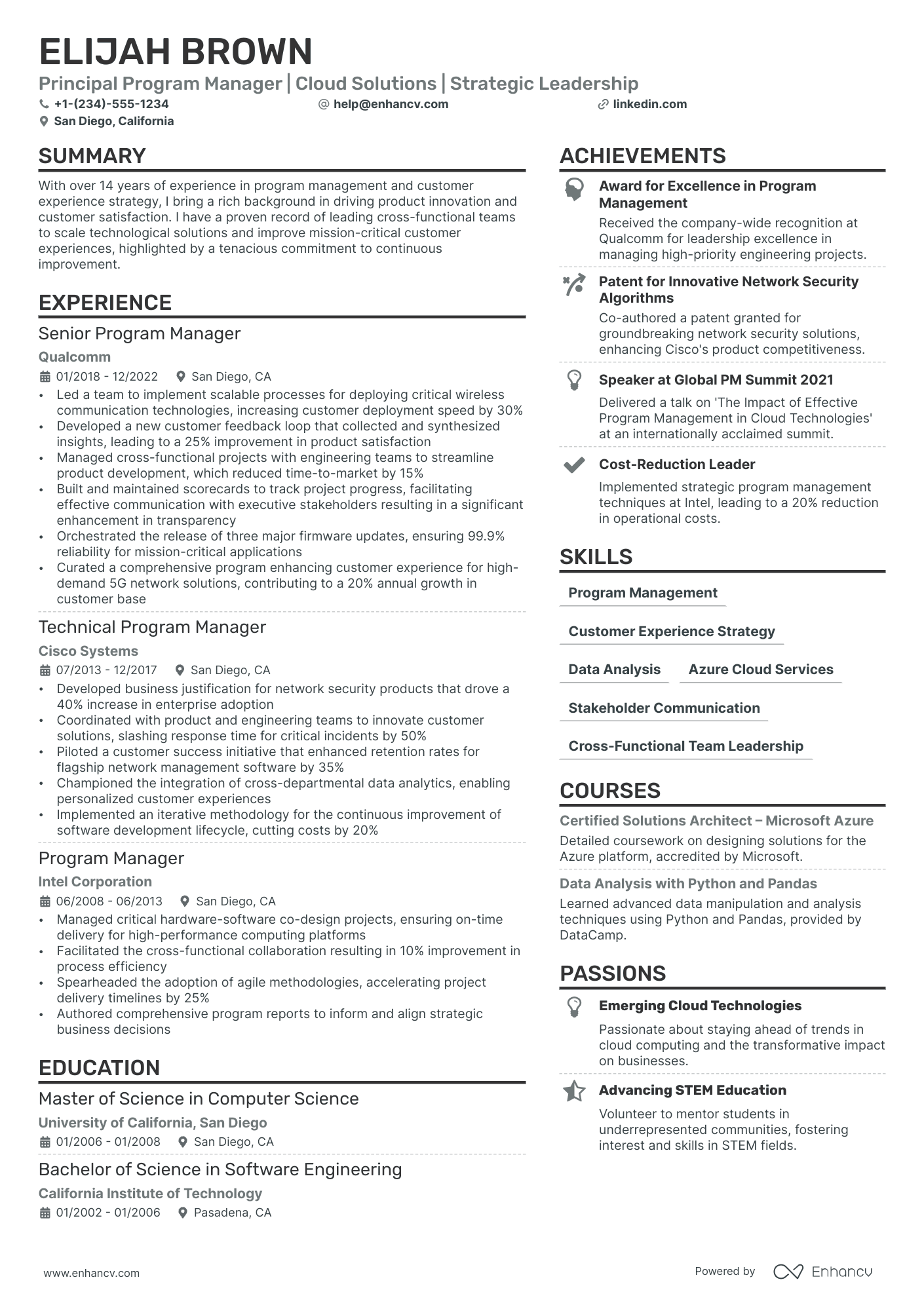 Microsoft Program Manager Resume Example