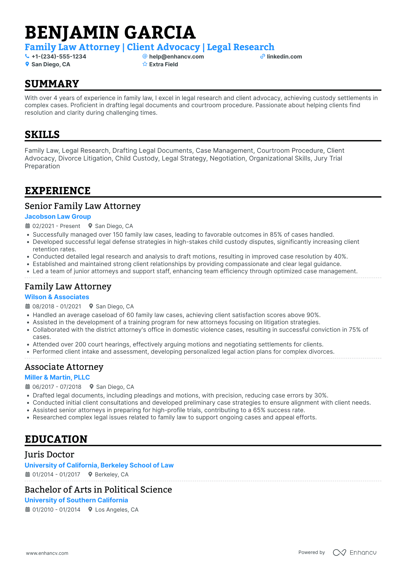 Family Law Attorney Resume Example