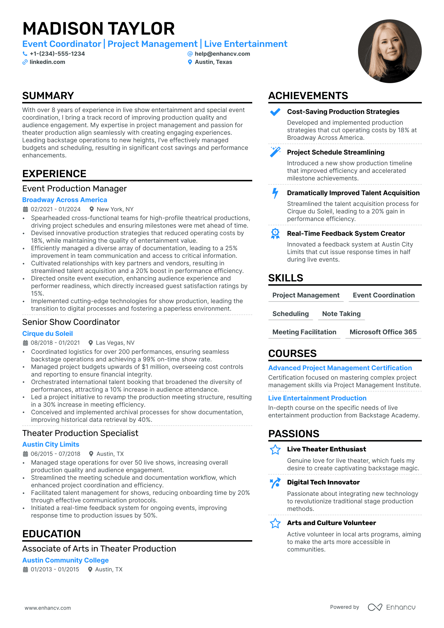 Production Assistant Resume Example