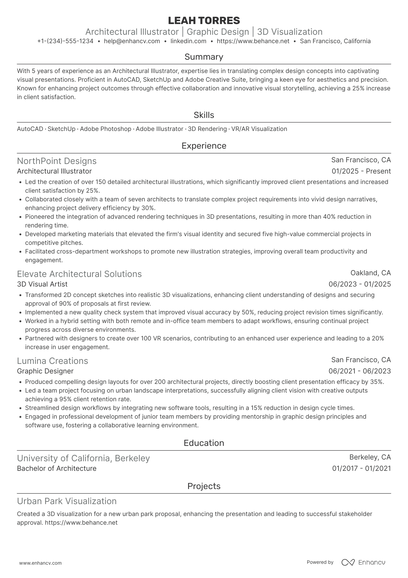 Architectural Illustrator Resume Example