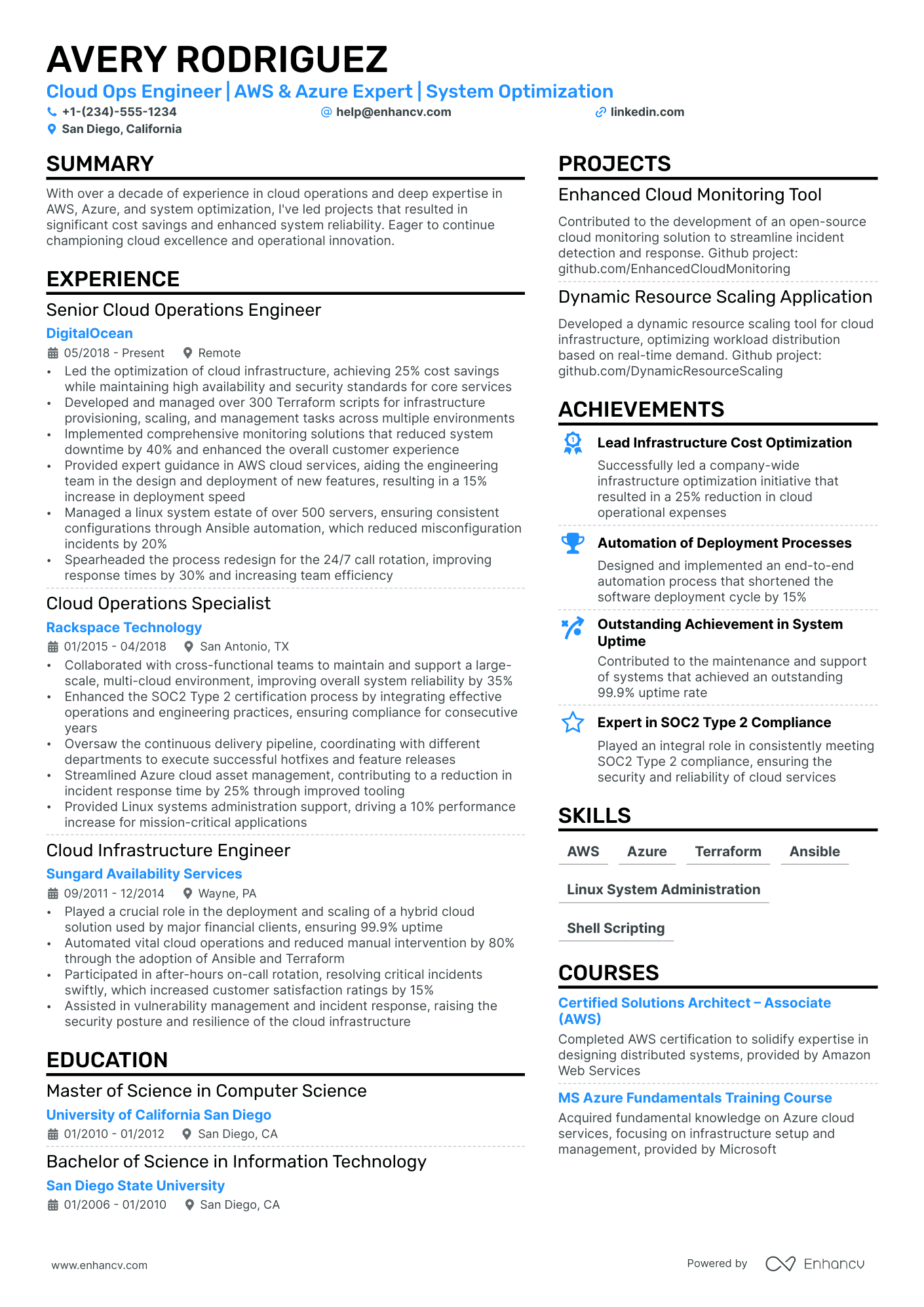 AWS Network Engineer Resume Example