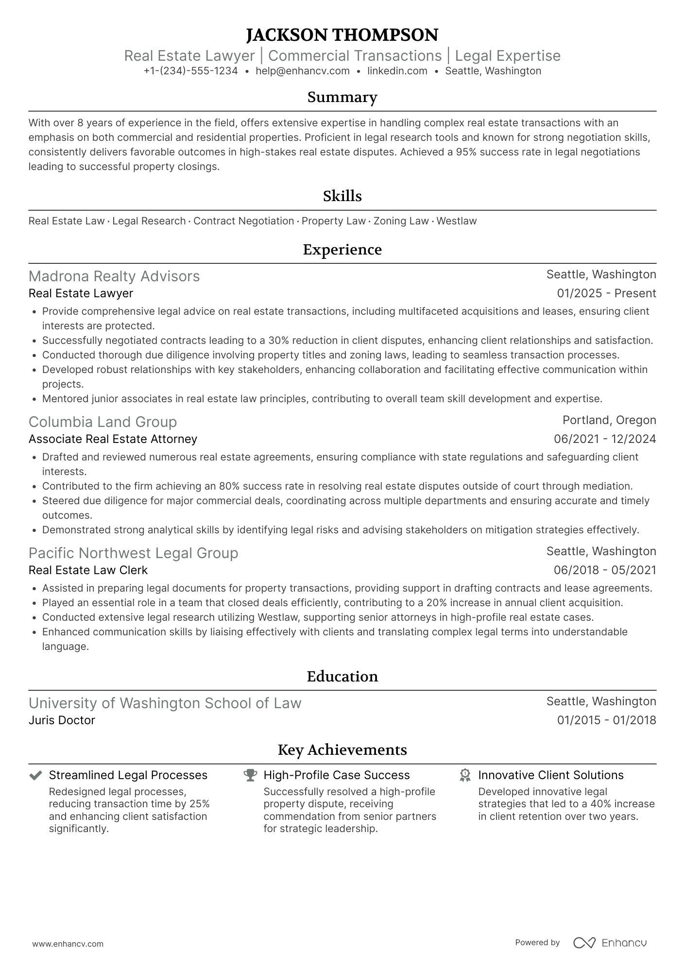 Real Estate Lawyer Resume Example