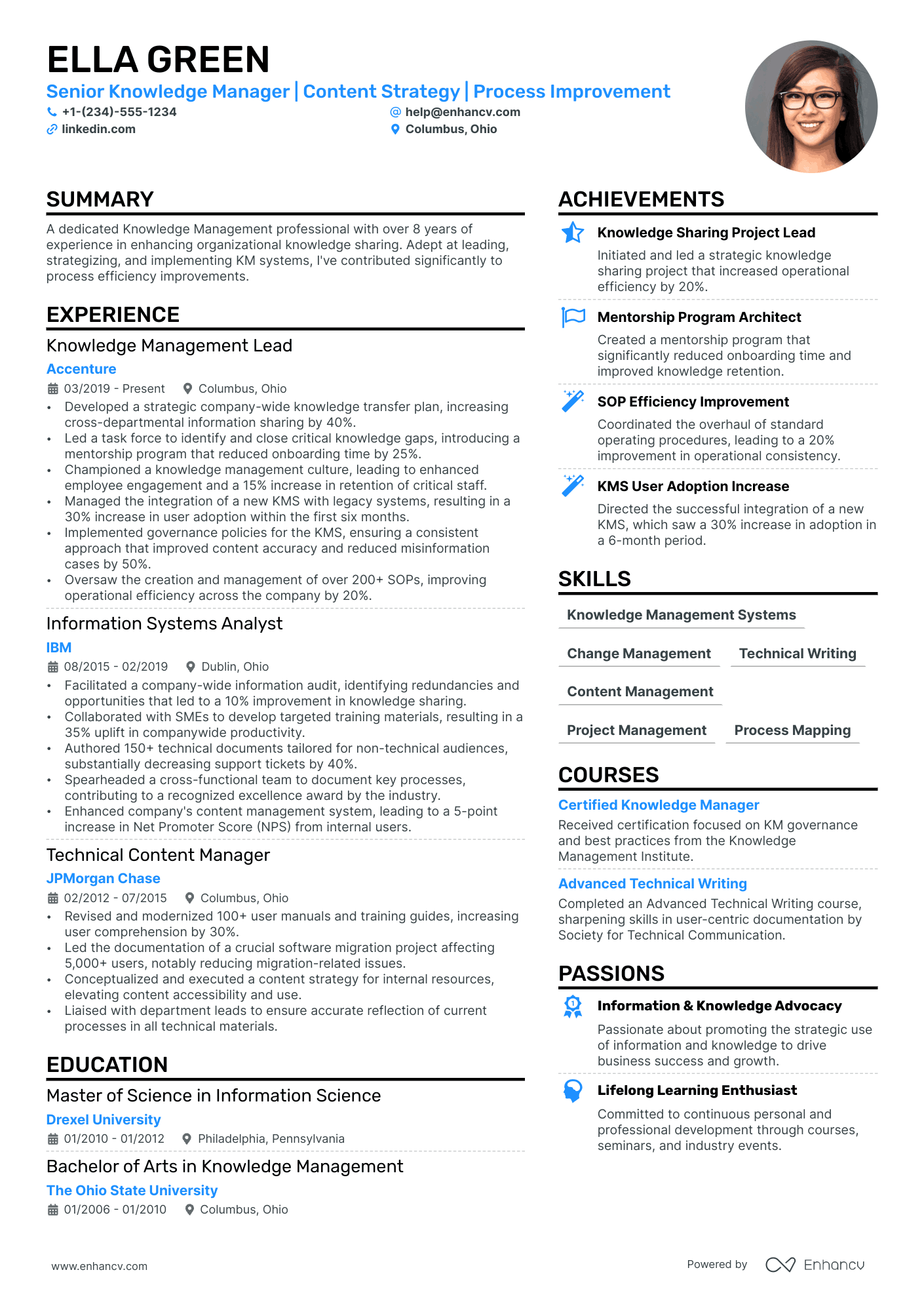 Knowledge Manager Resume Example