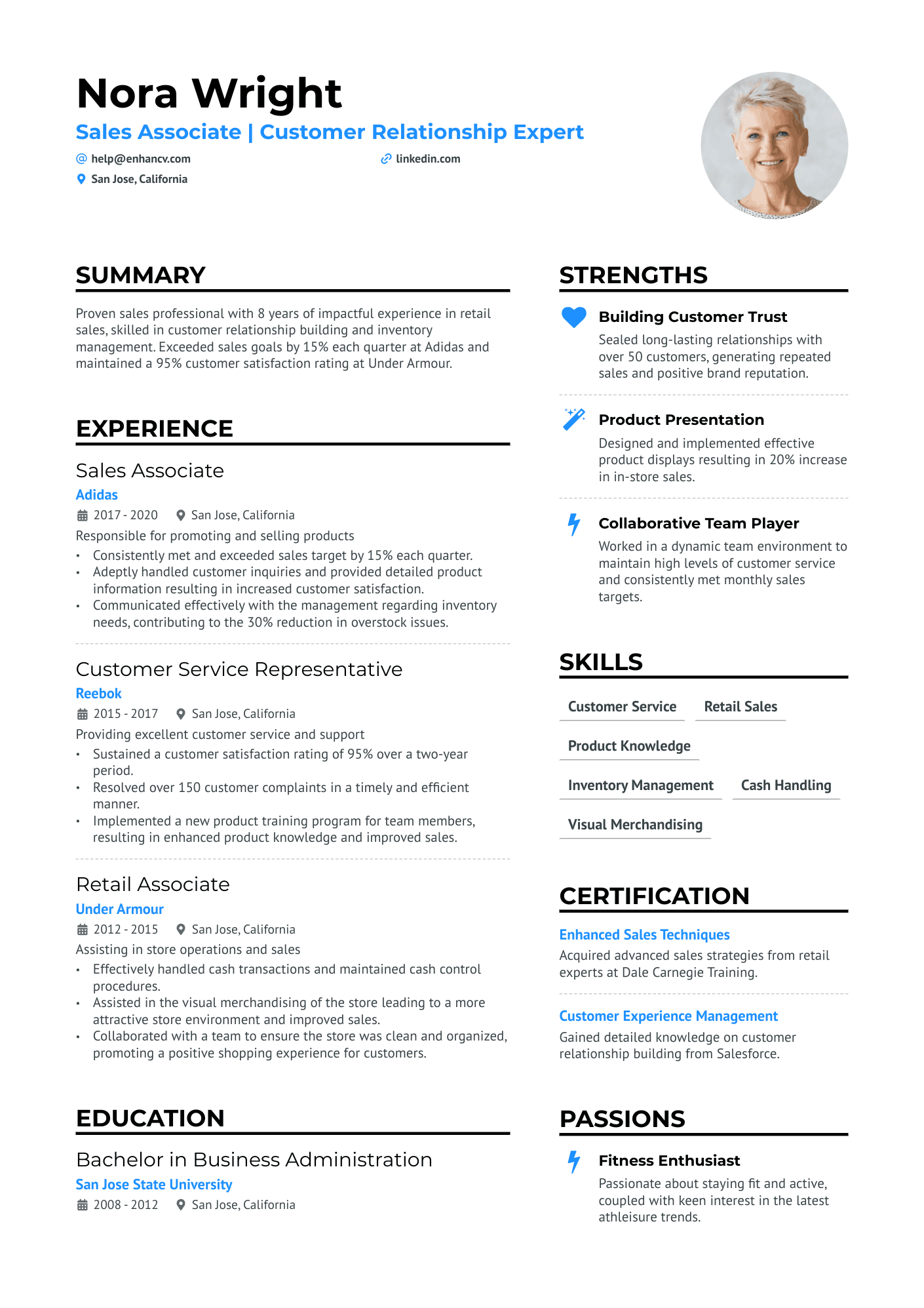 Retail Sales Associate Resume Example