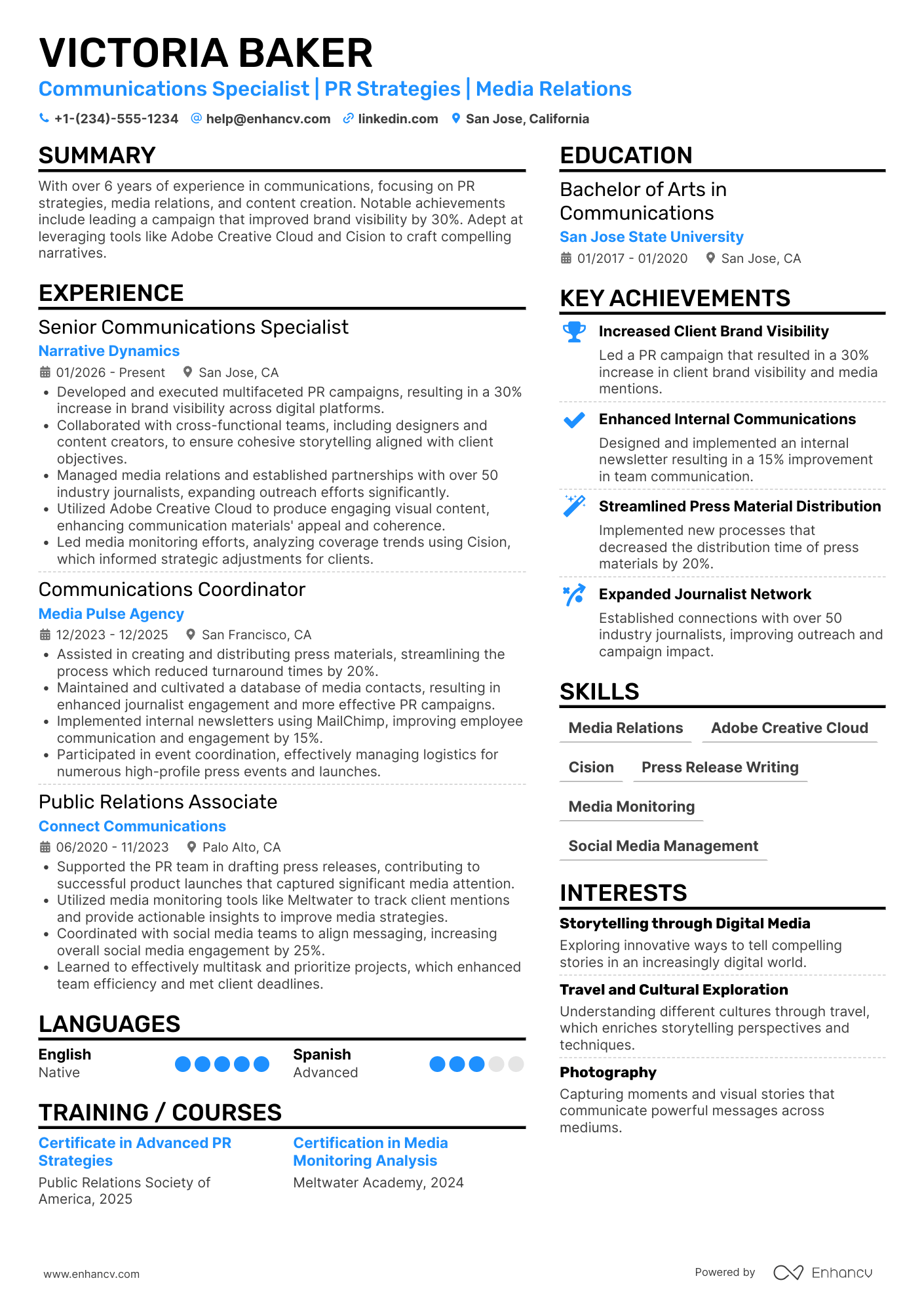 Communications Coordinator Resume Example
