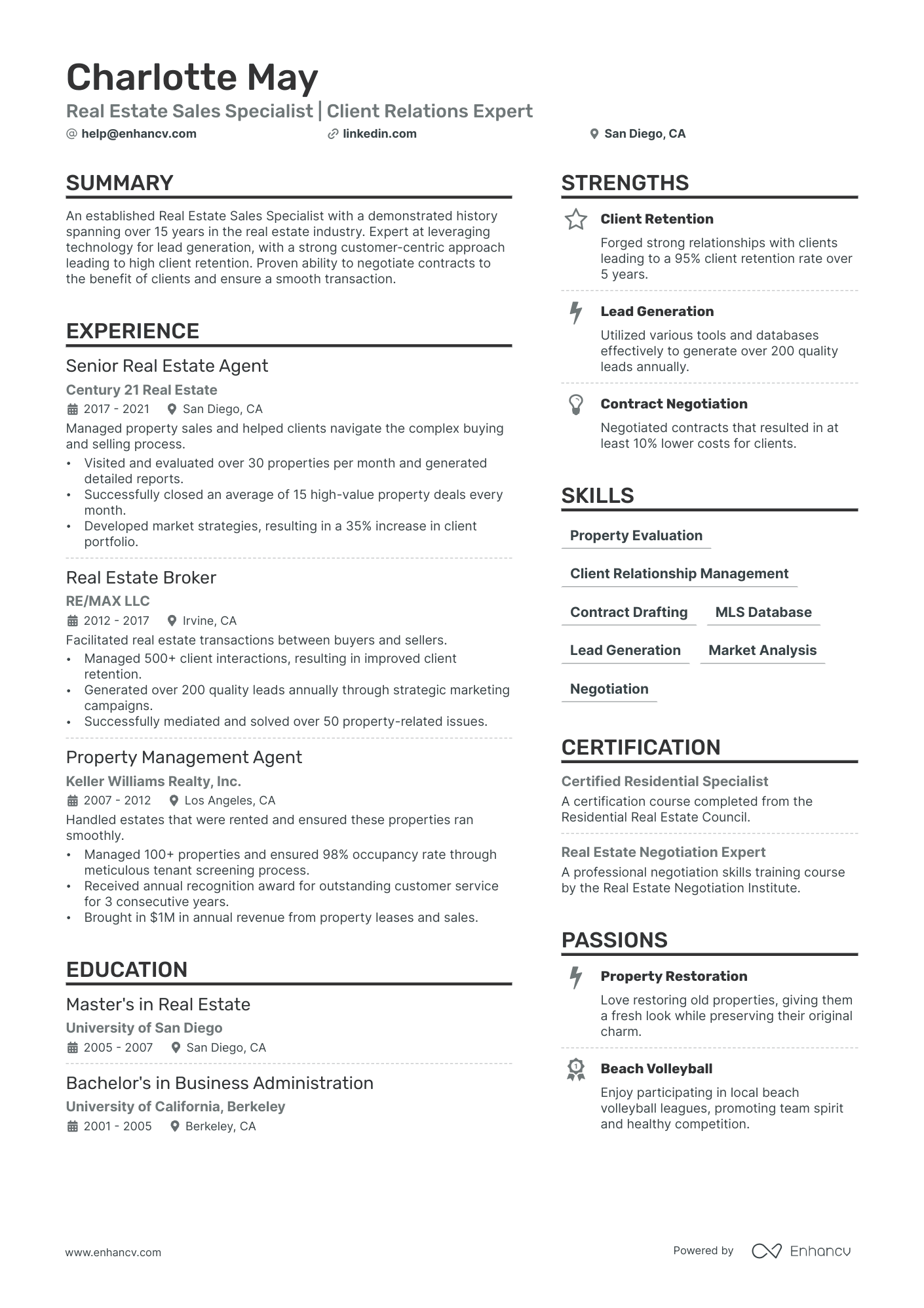 Real Estate Broker Resume Example