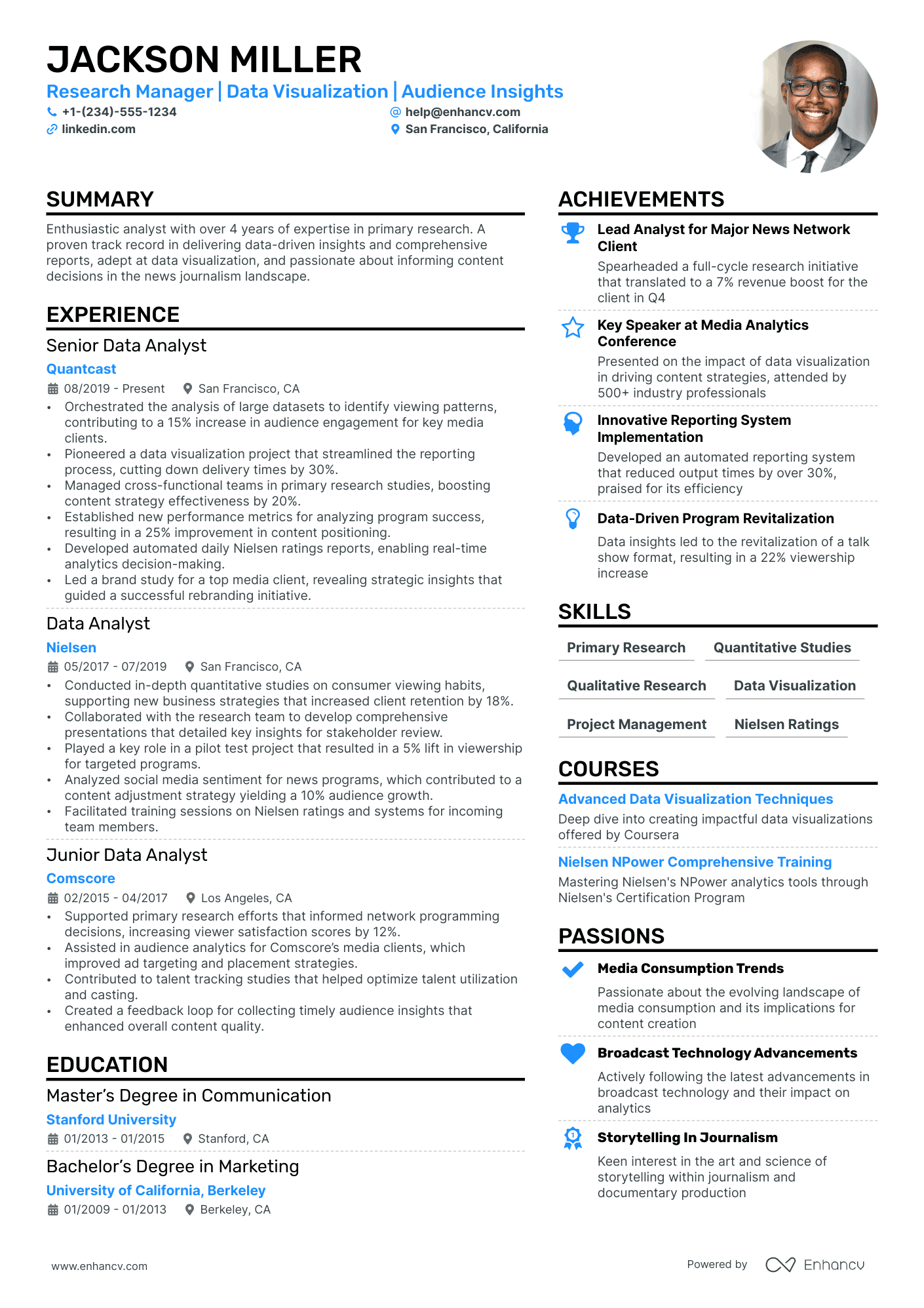 Research Manager Resume Example