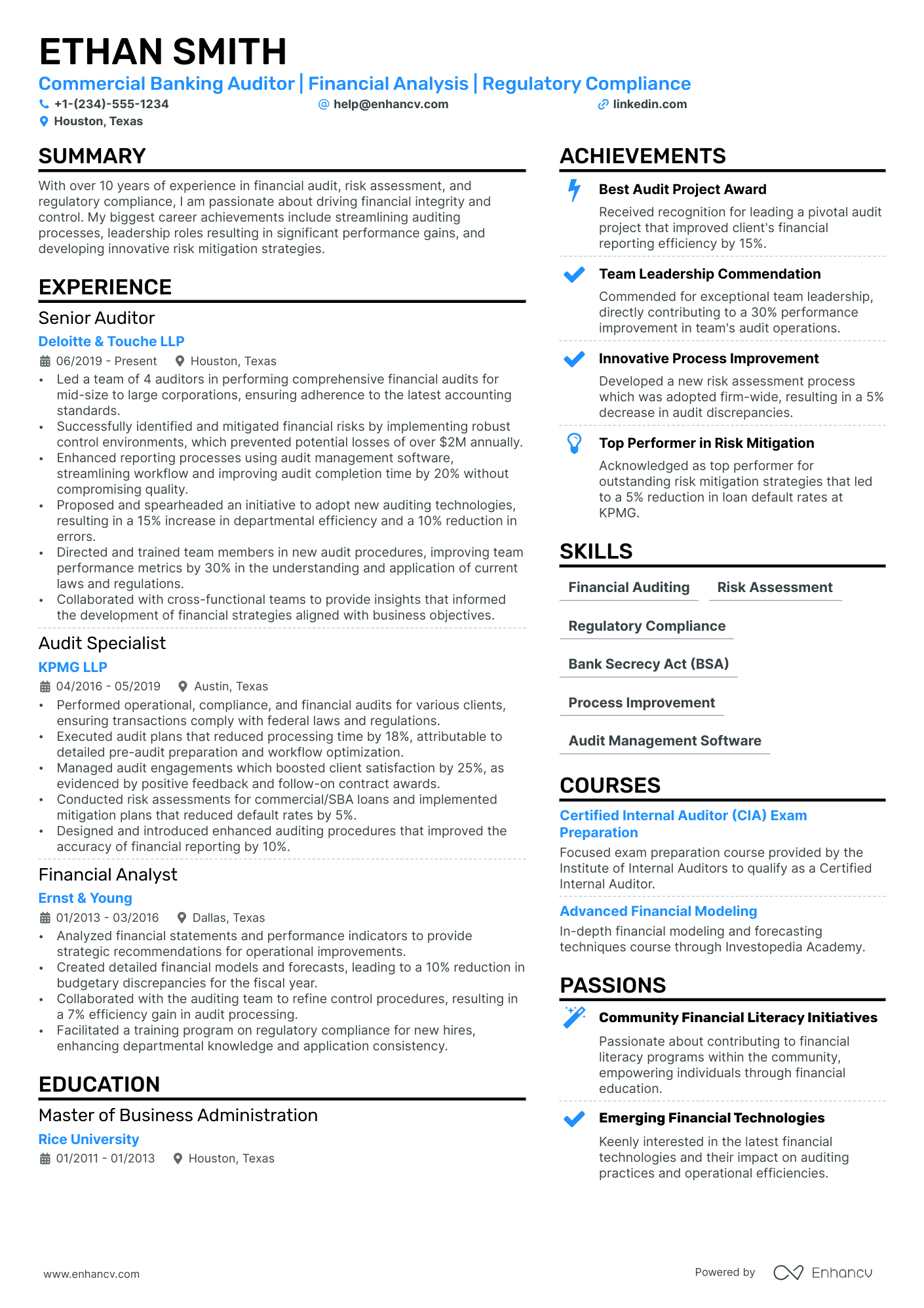 Commercial Banking Resume Example