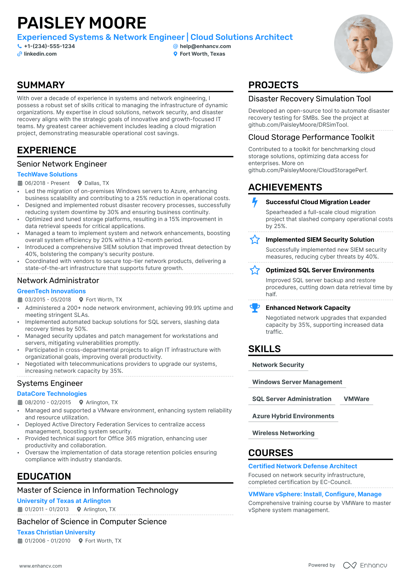 System And Network Engineer Resume Example