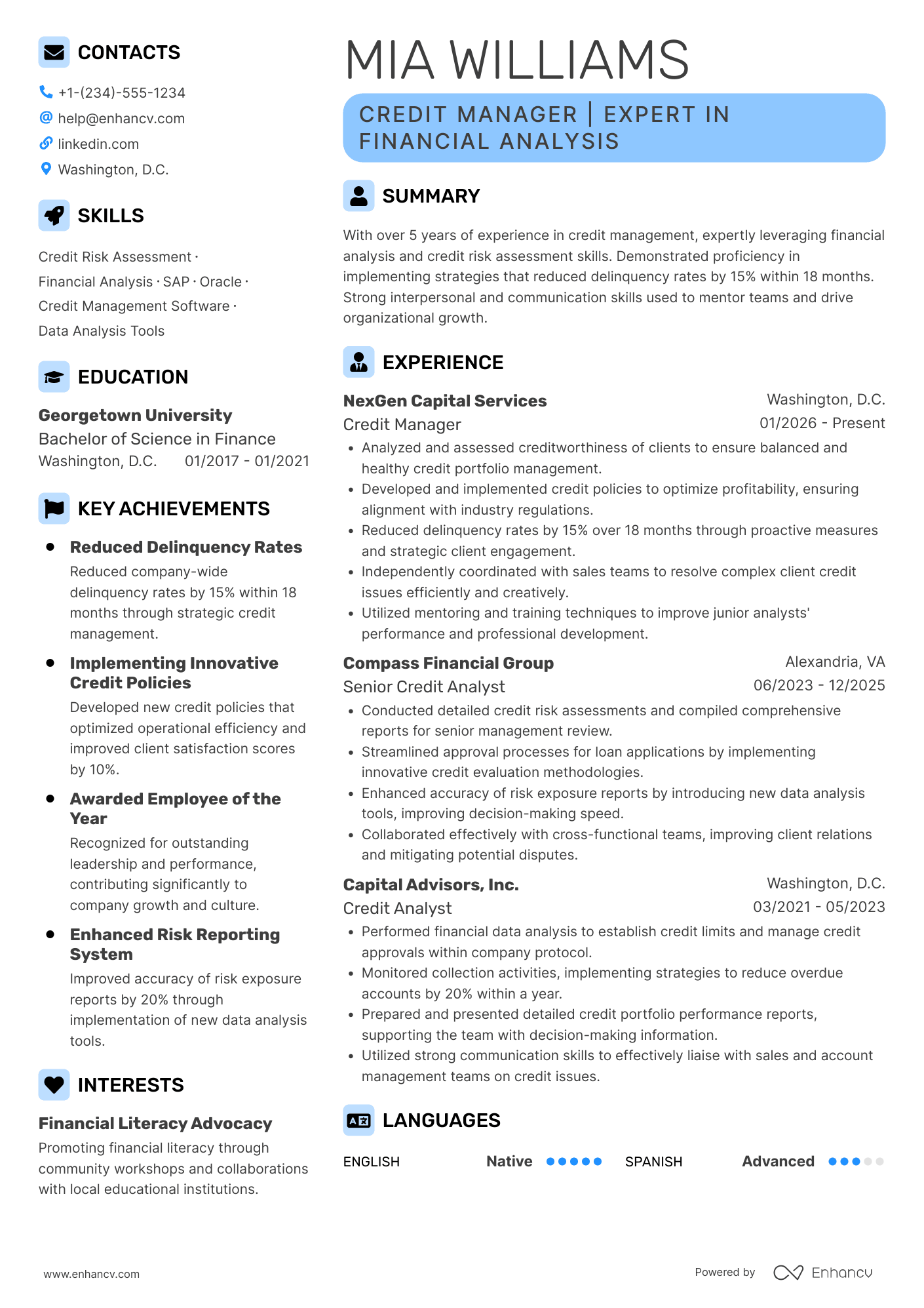 Credit Manager Resume Example