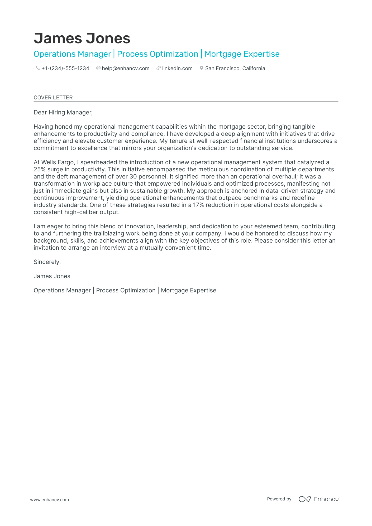 Mortgage Operations Manager Resume Example