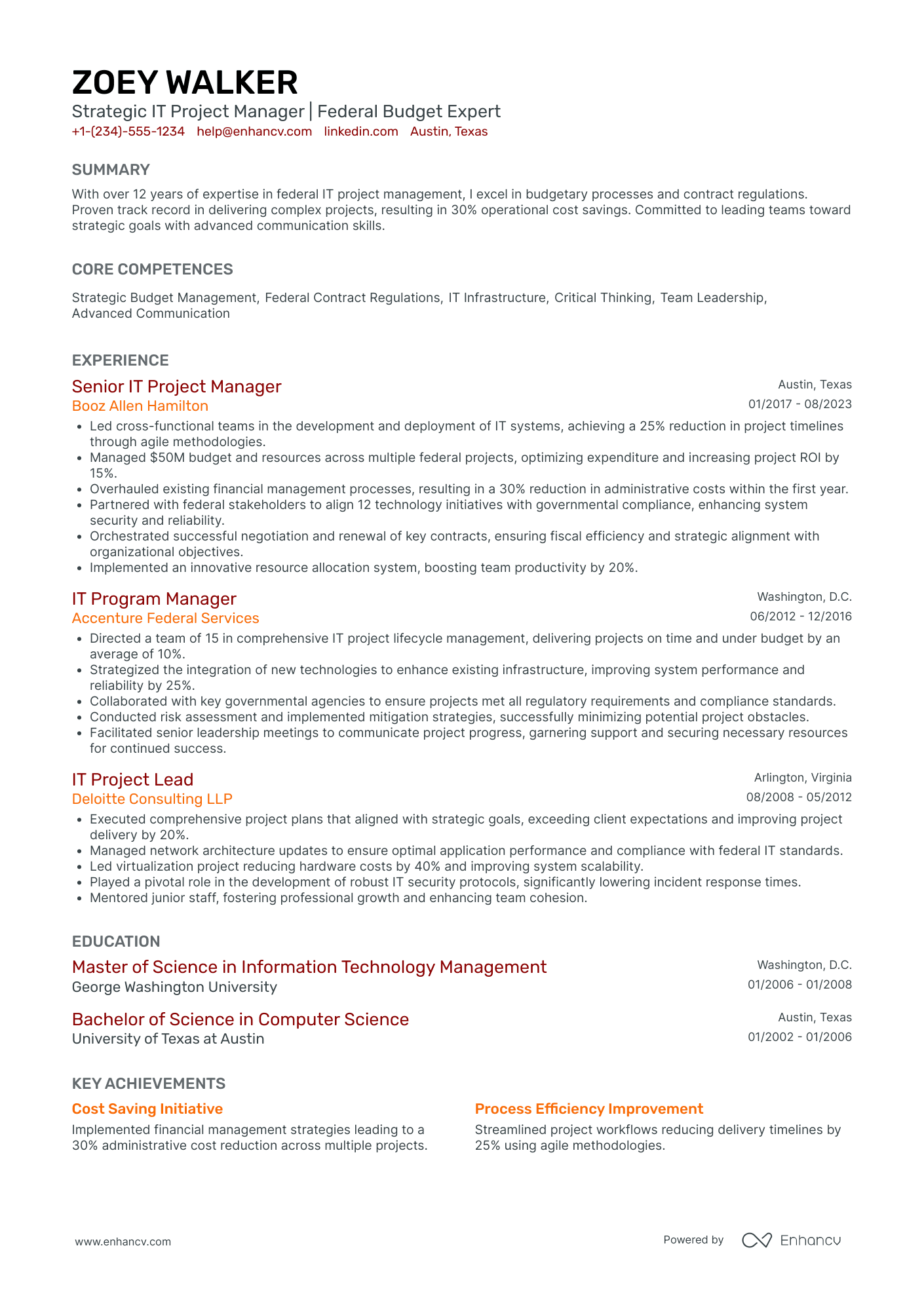 Chief Data and Technology Officer Resume Example