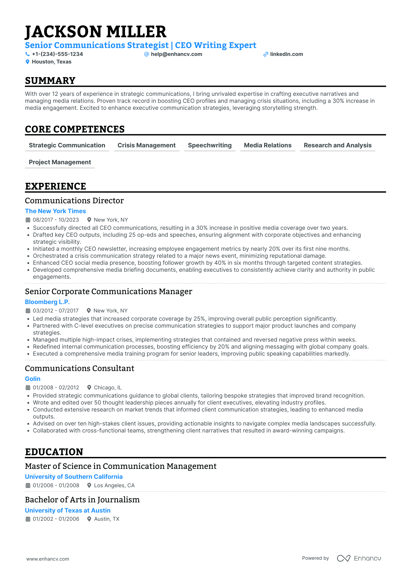 Chief Executive Officer in Telecommunications Resume Example