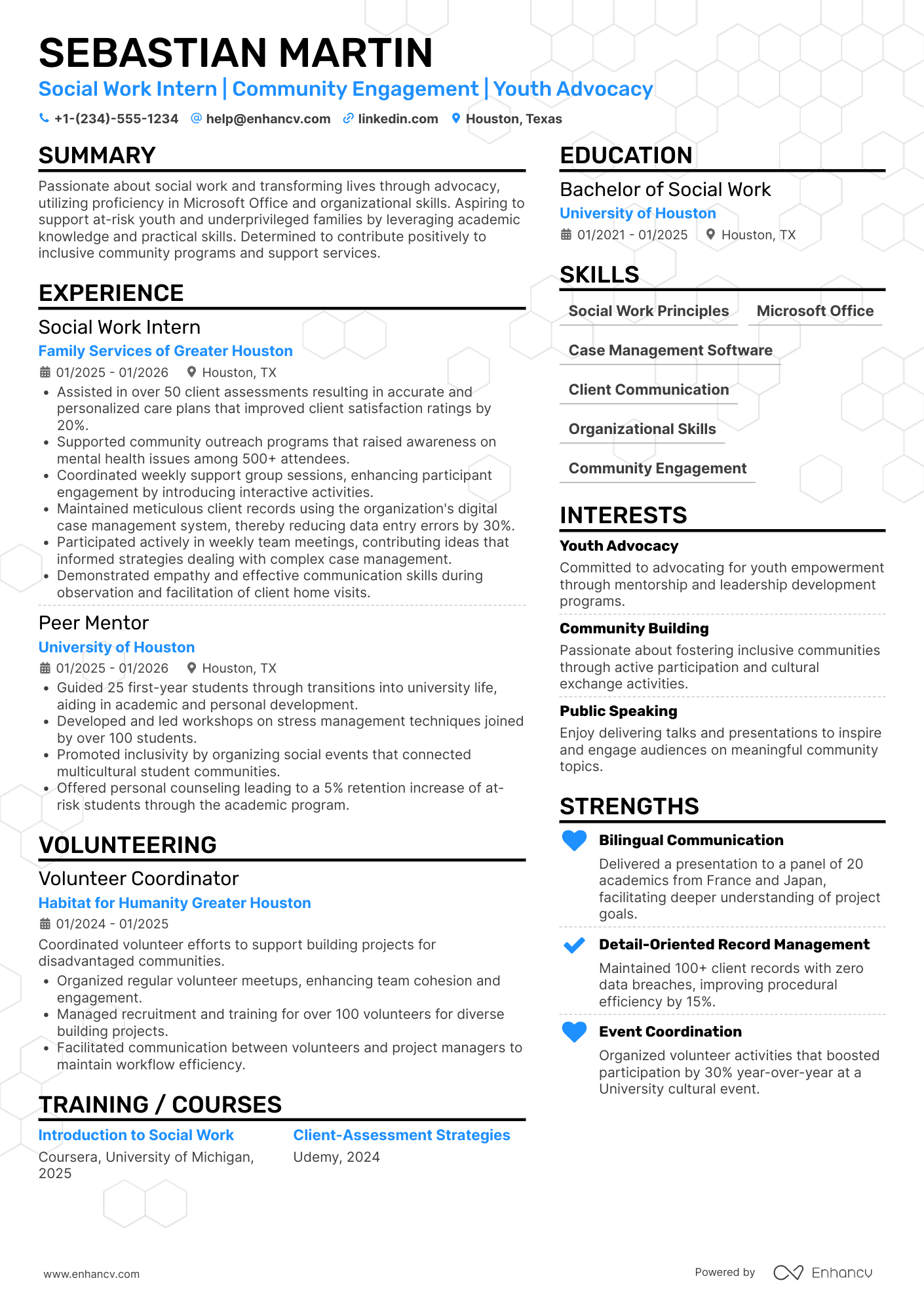 Social Work Student Resume Example