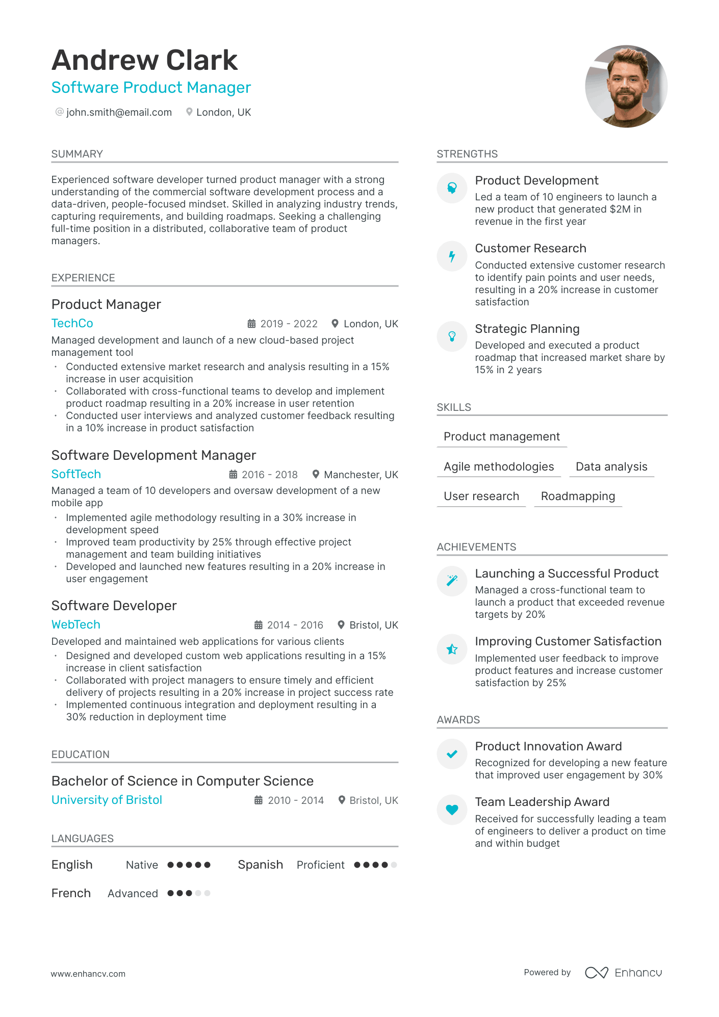 Software Product Manager Resume Example