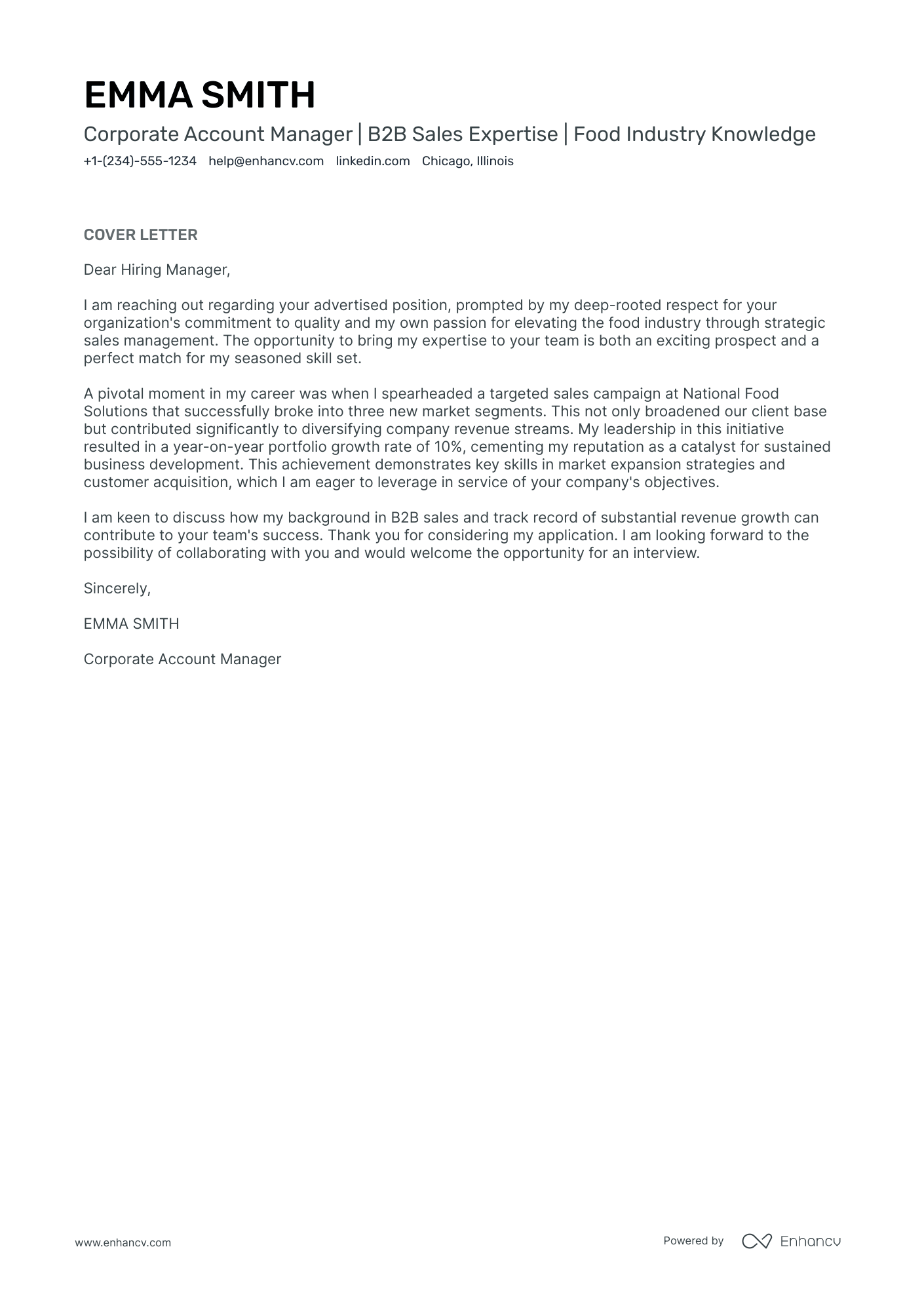 Corporate Account Manager Resume Example