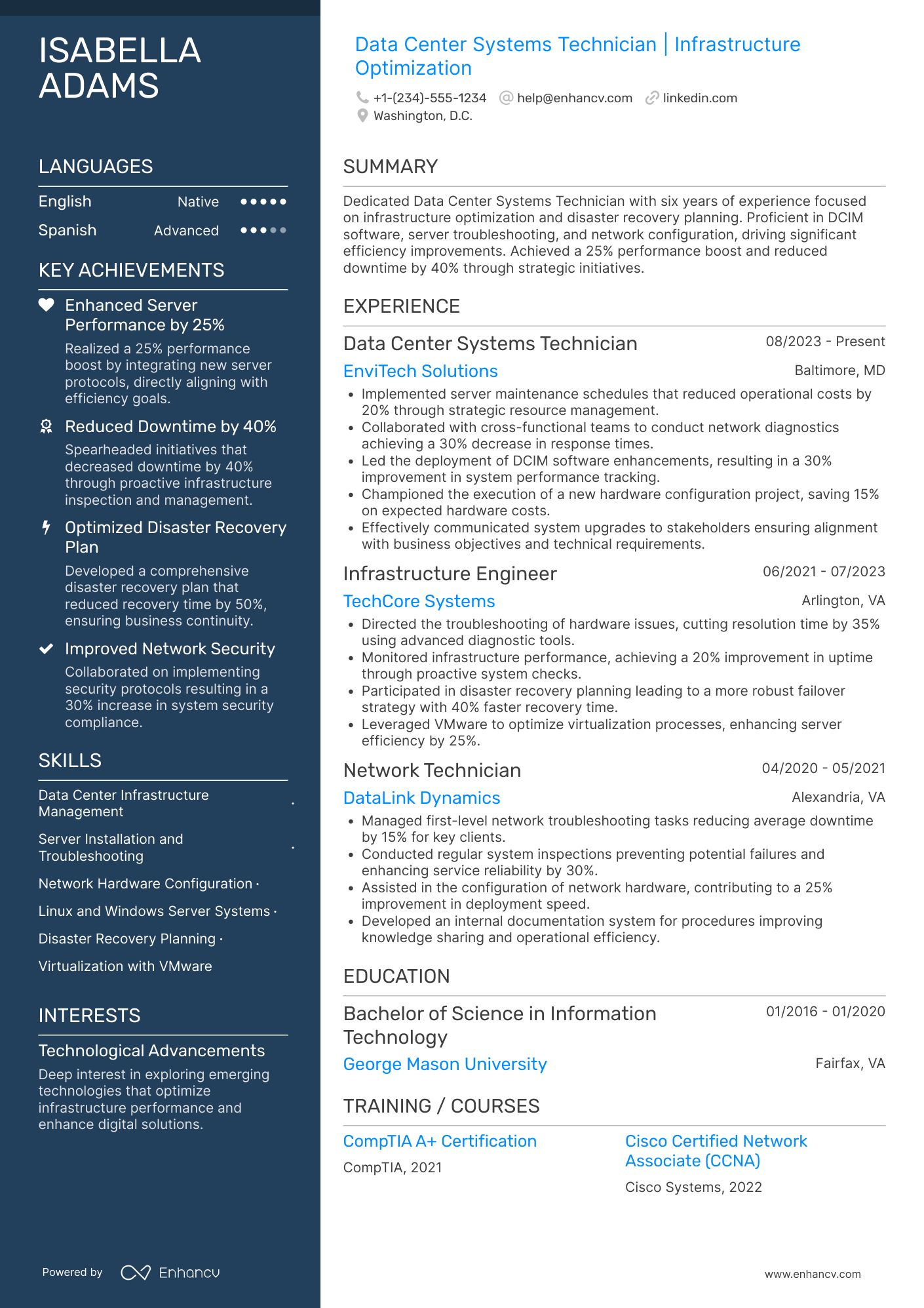 Data Center Systems Technician Resume Example