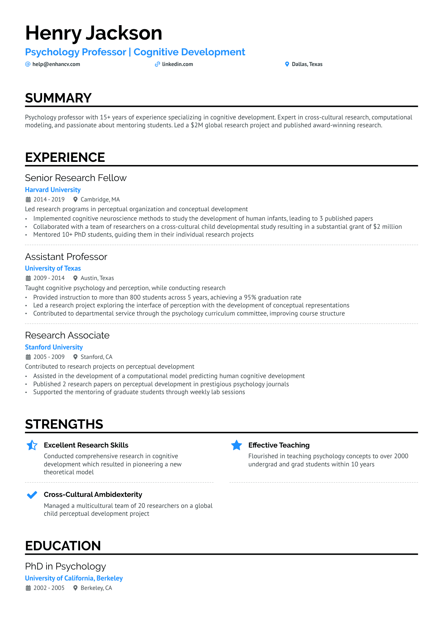 University Professor Resume Example