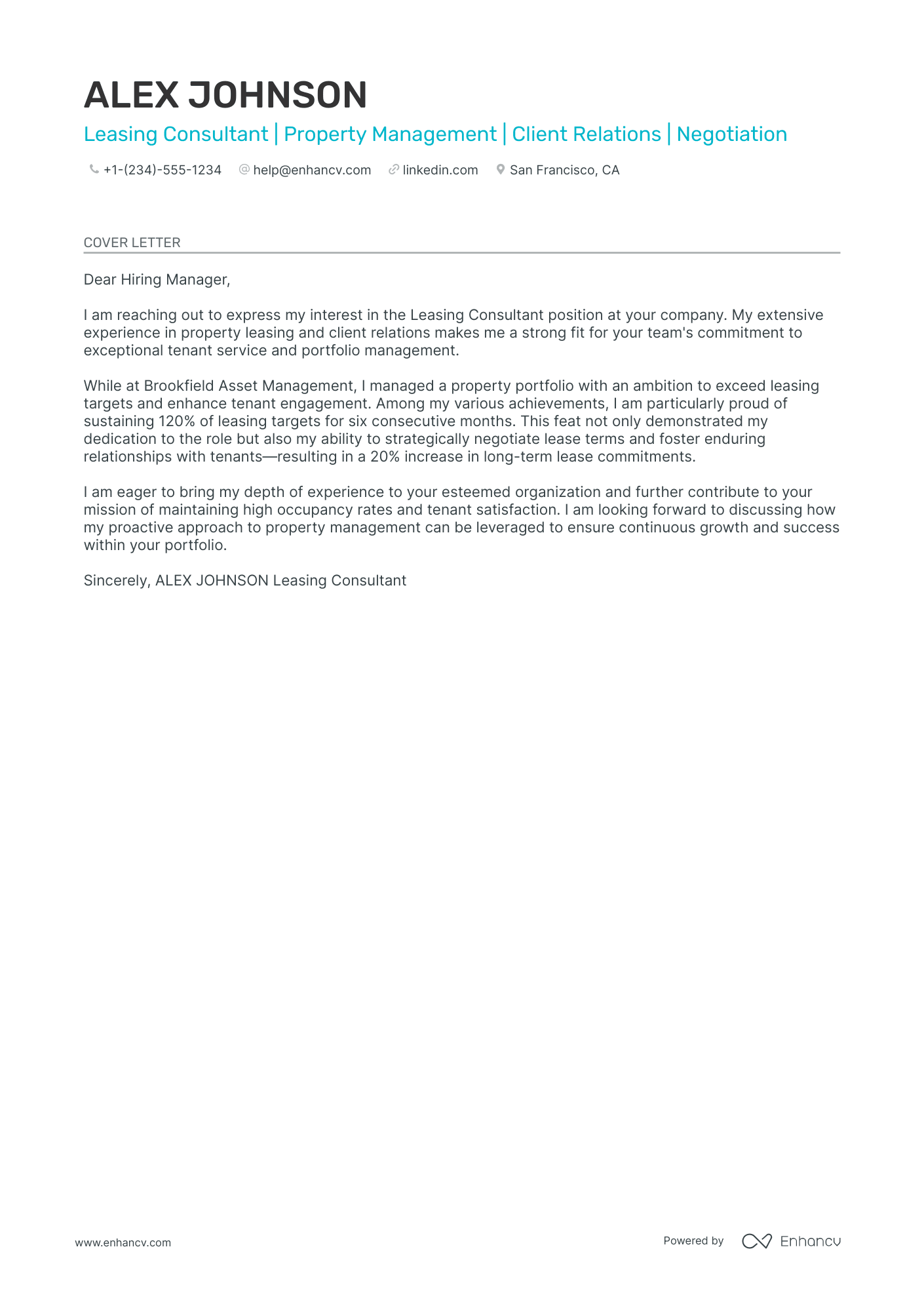 Leasing Consultant Resume Example