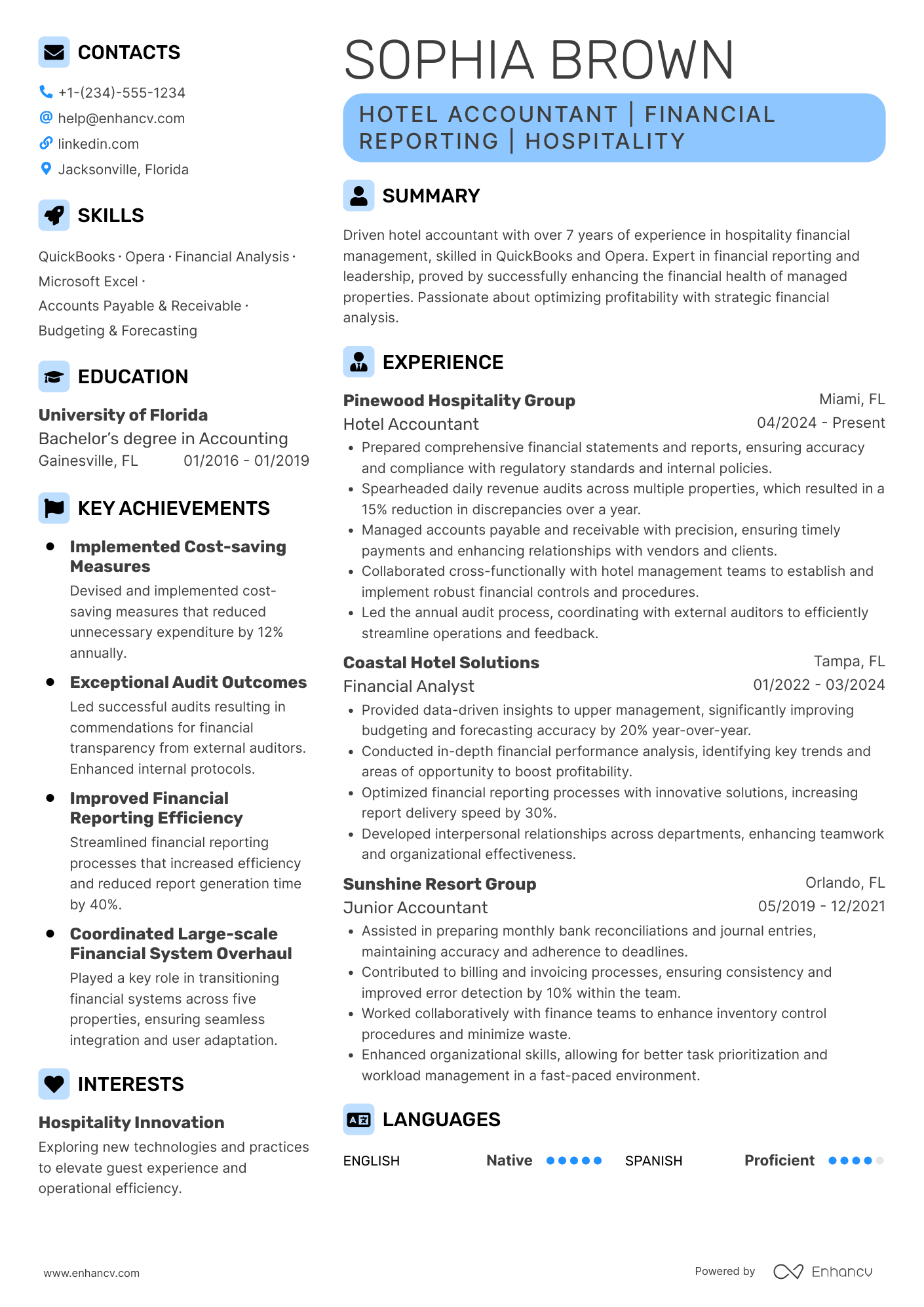 Hotel Accounting Resume Example