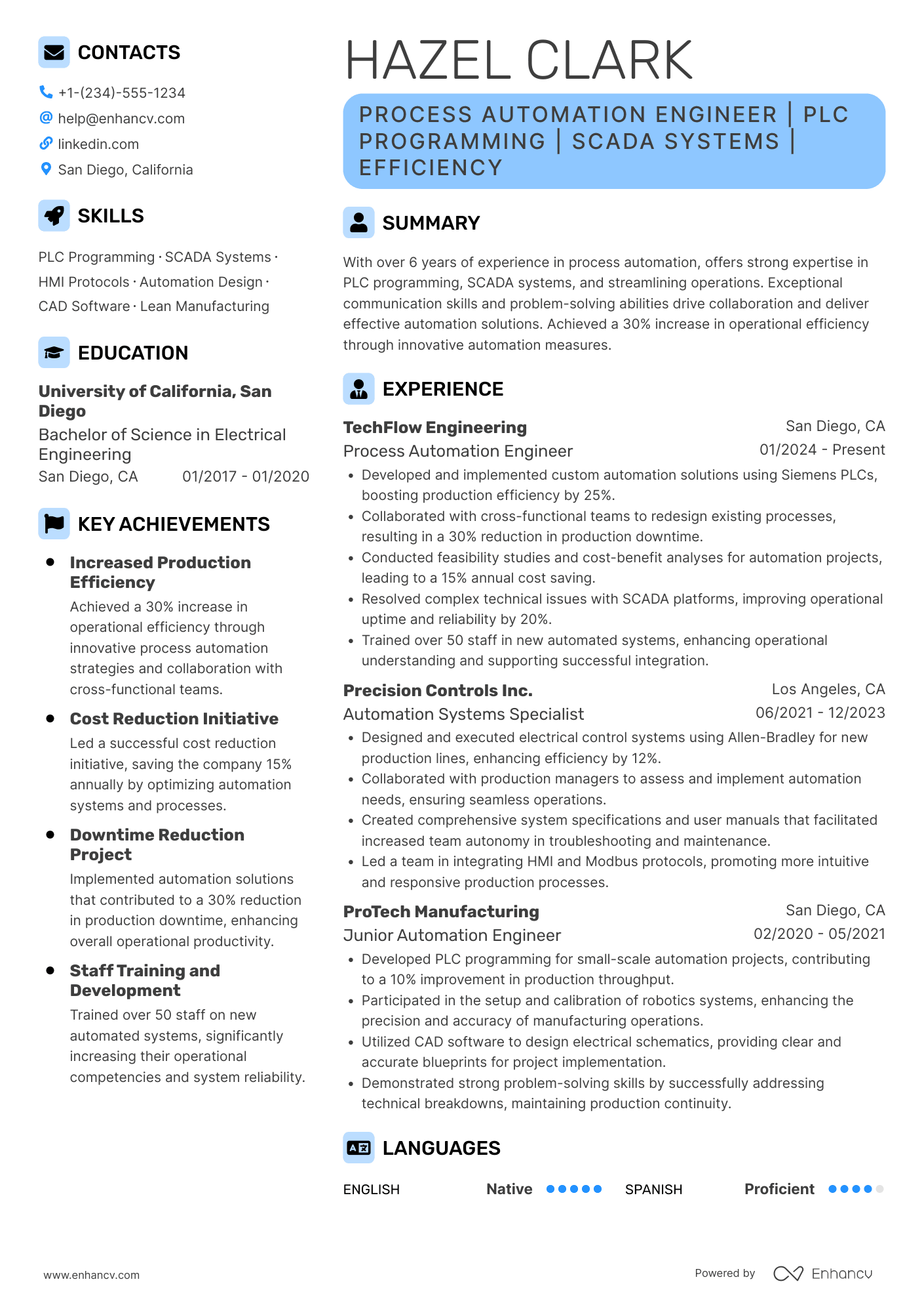 Process Automation Engineer Resume Example