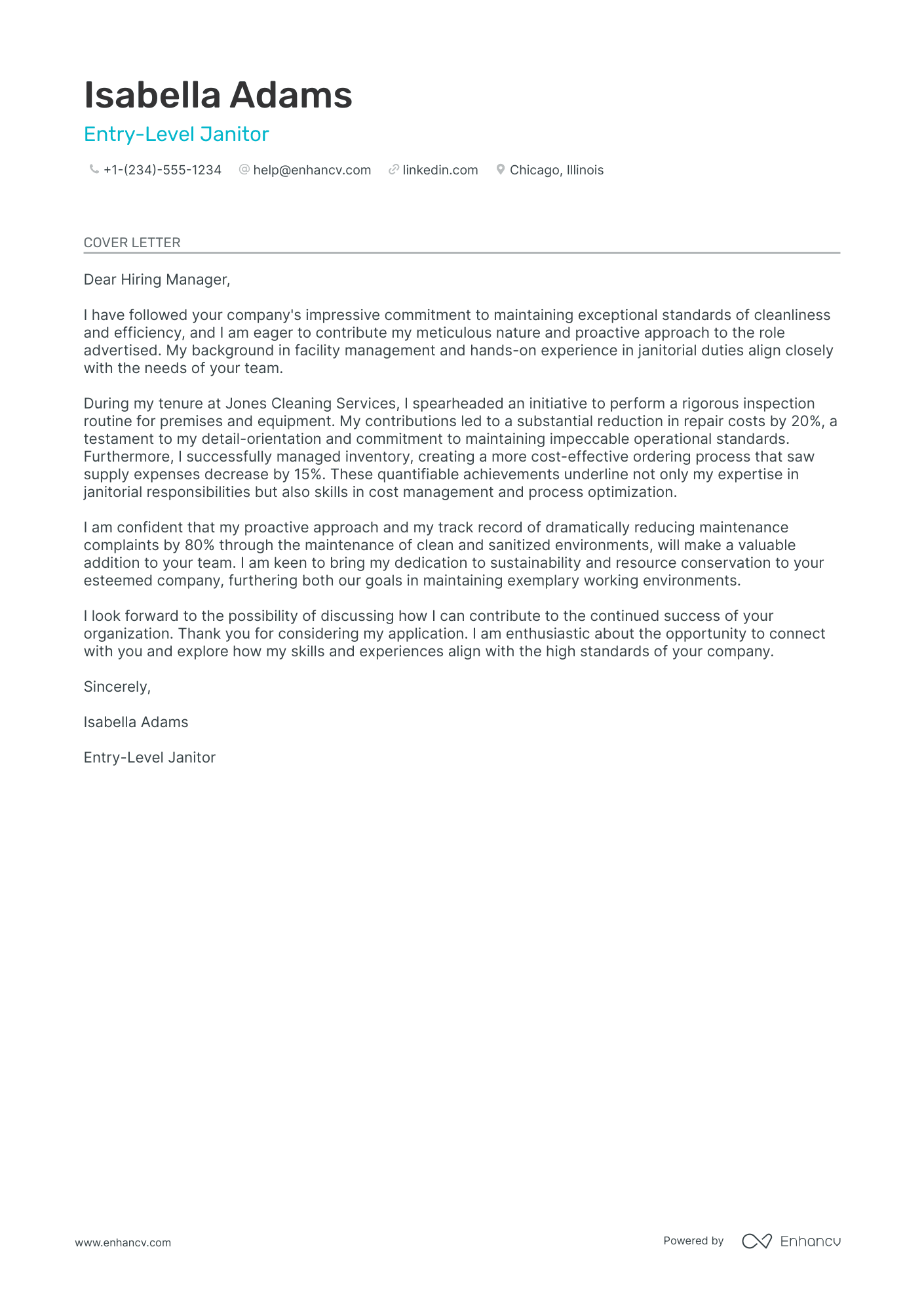 Entry Level Janitor Resume Example