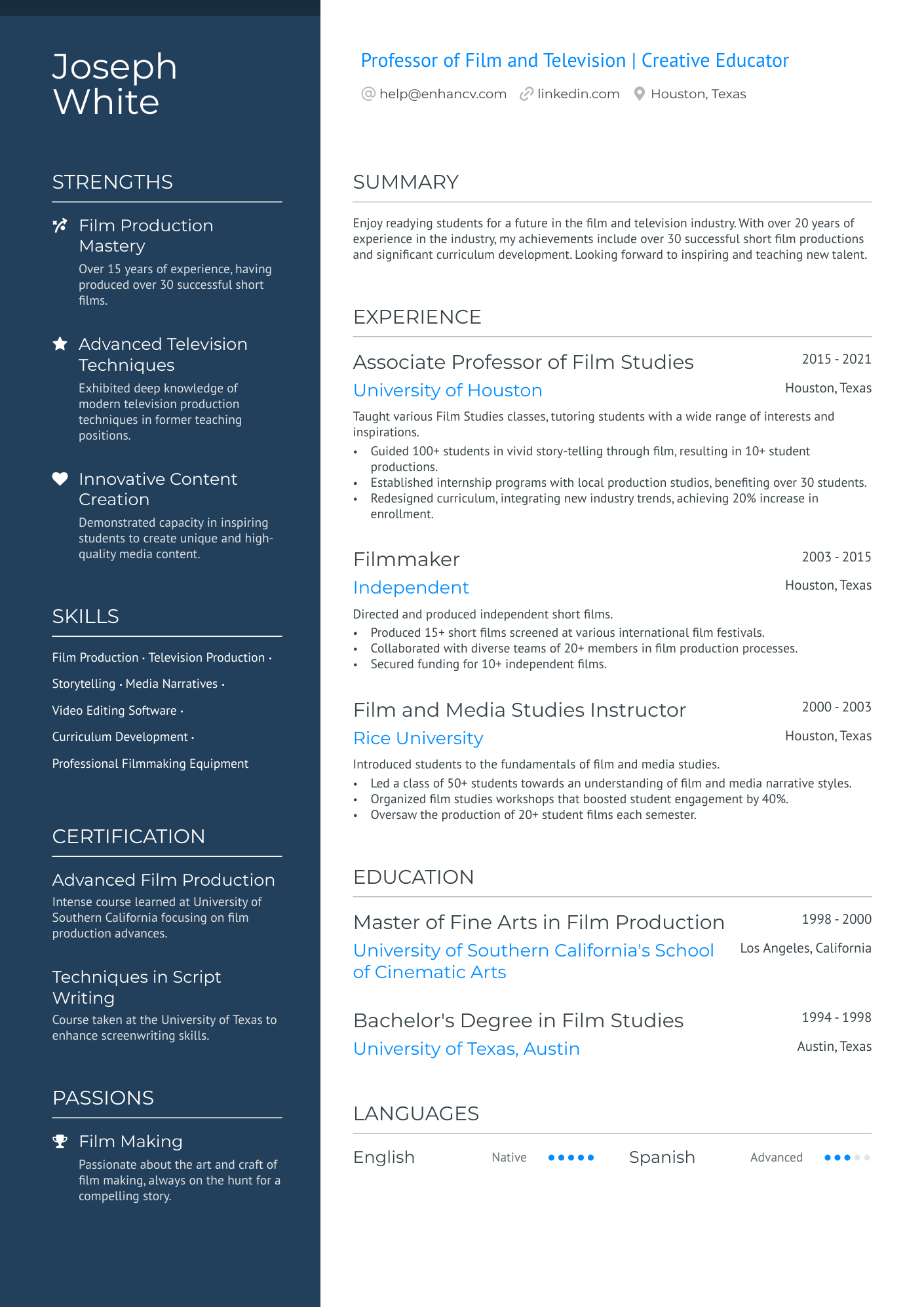 College Academic Resume Example