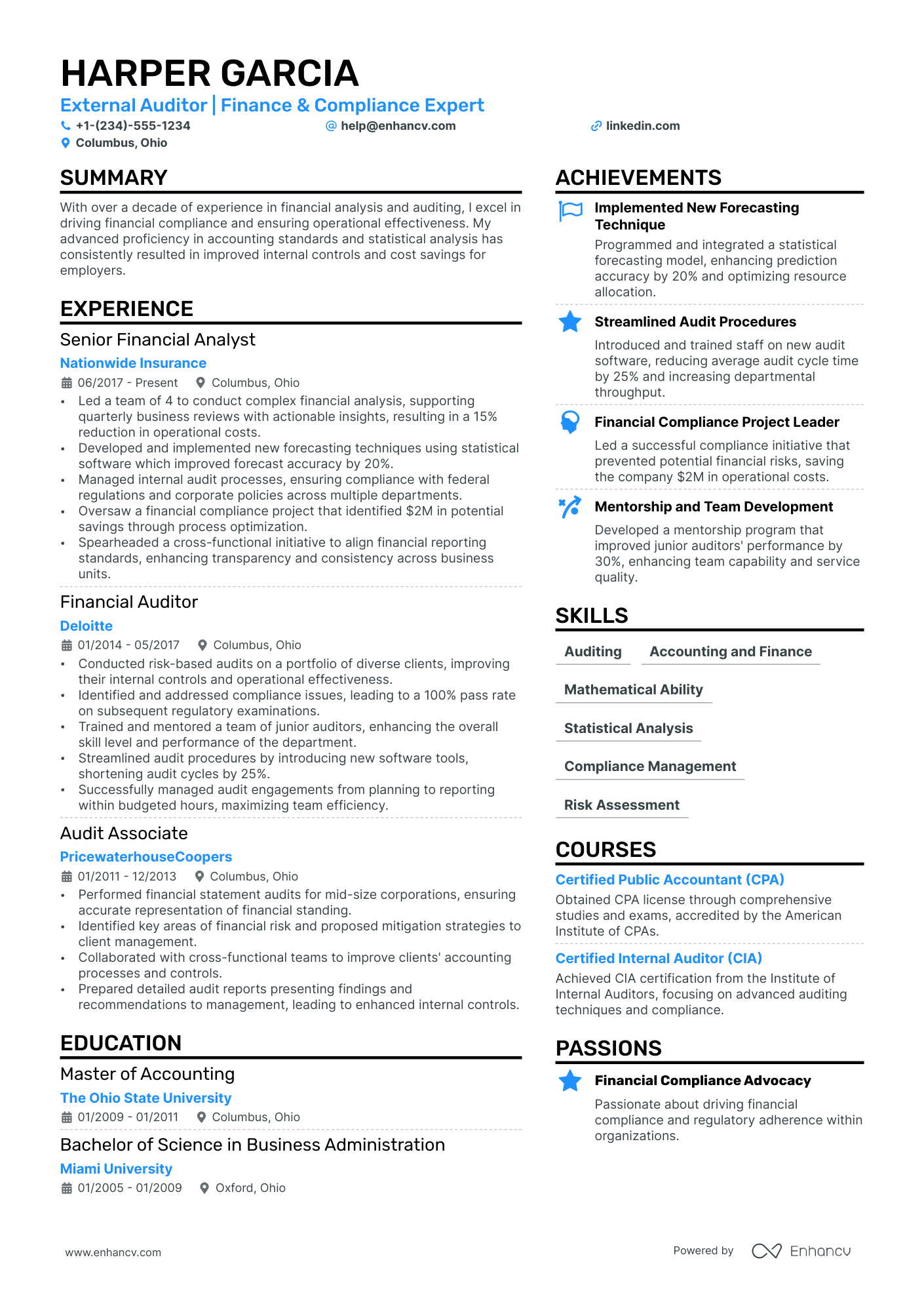 External Auditor Resume Example