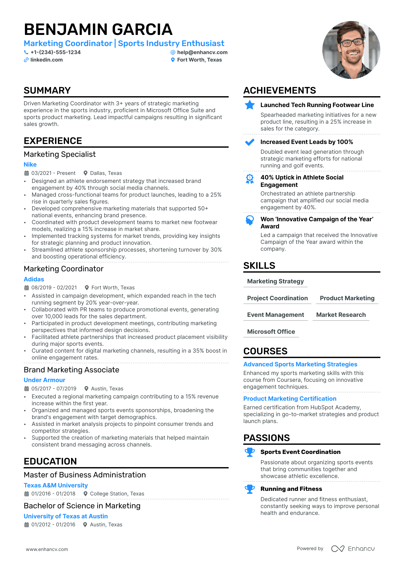 Sports Marketing Resume Example