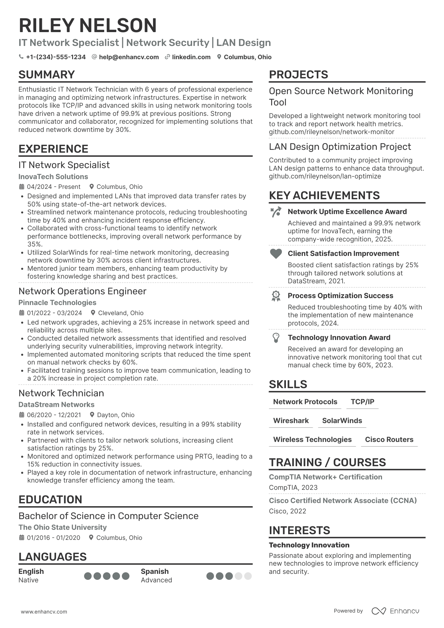 IT Network Technician Resume Example