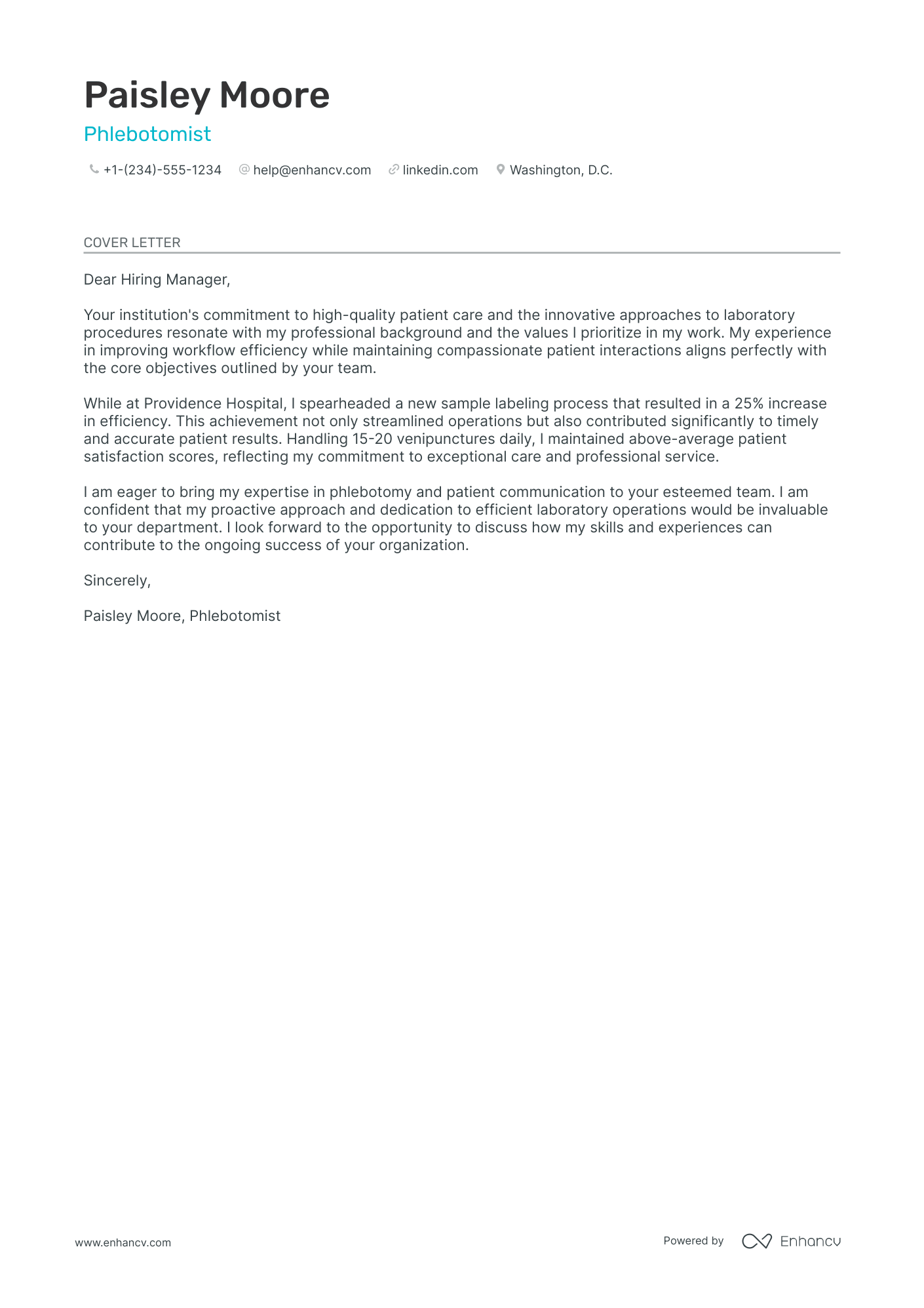 Lead Phlebotomist Resume Example