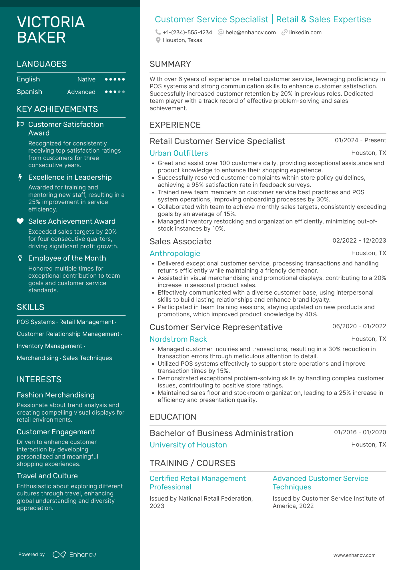 Retail Customer Service Representative Resume Example