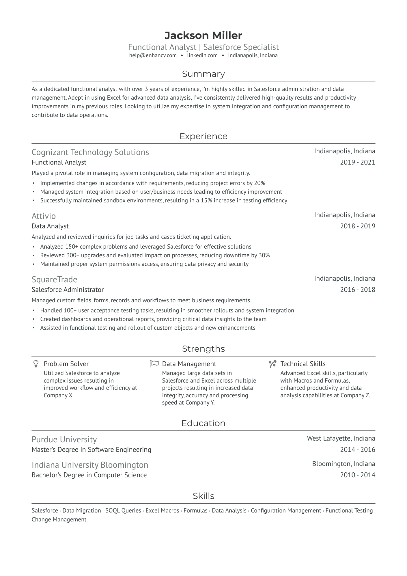 Junior Salesforce Admin Resume Example
