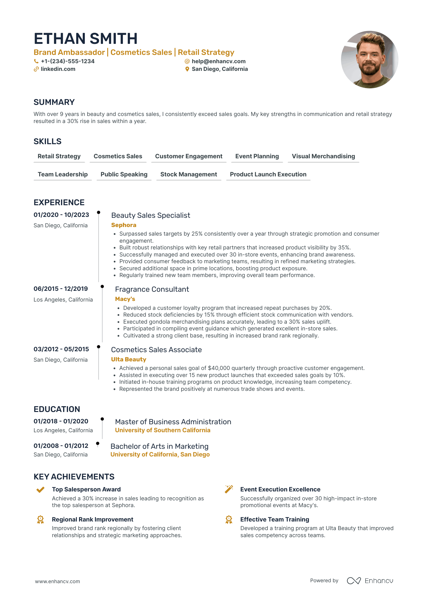 Freelance Brand Ambassador Resume Example