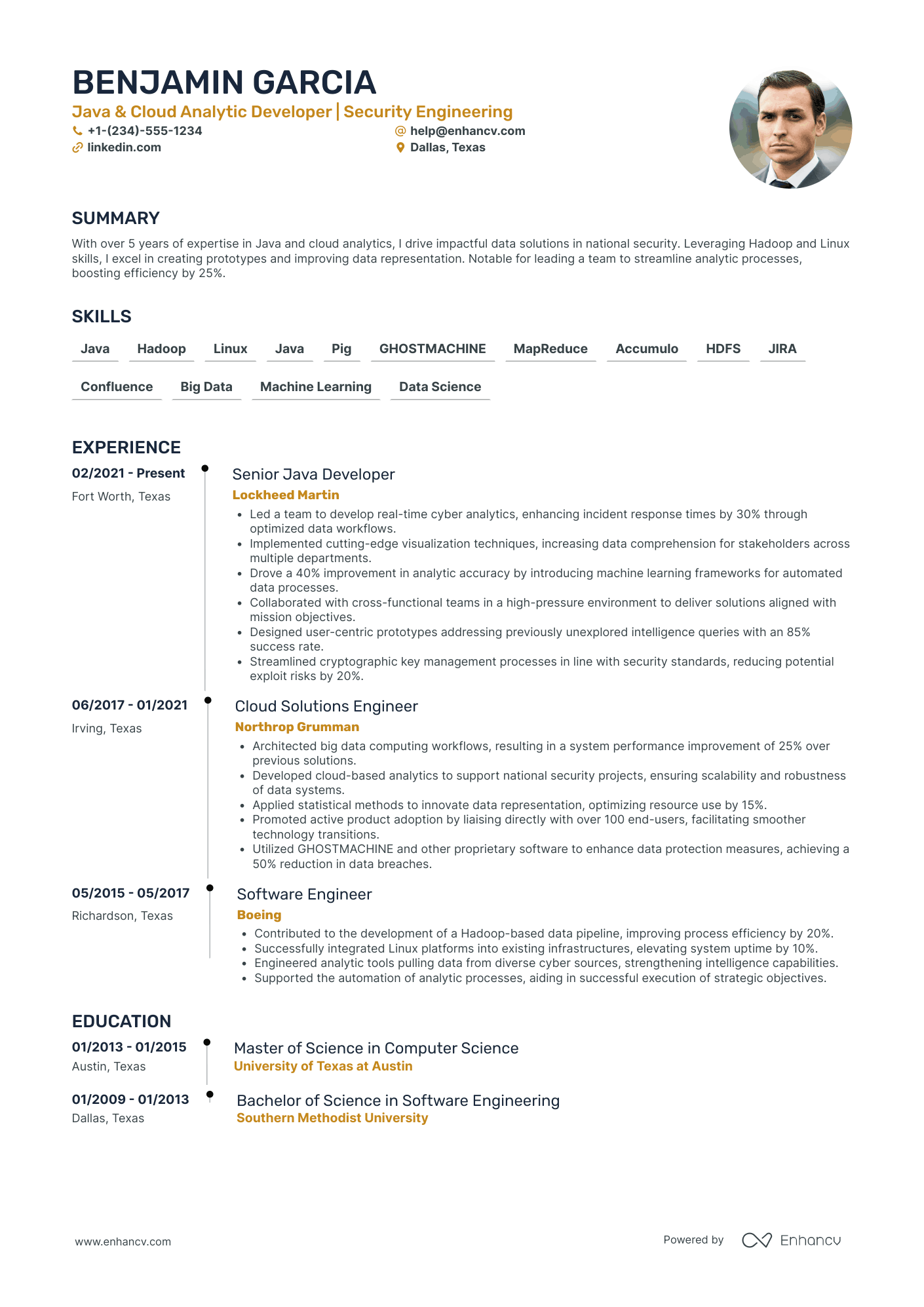 Java Cloud Developer Resume Example