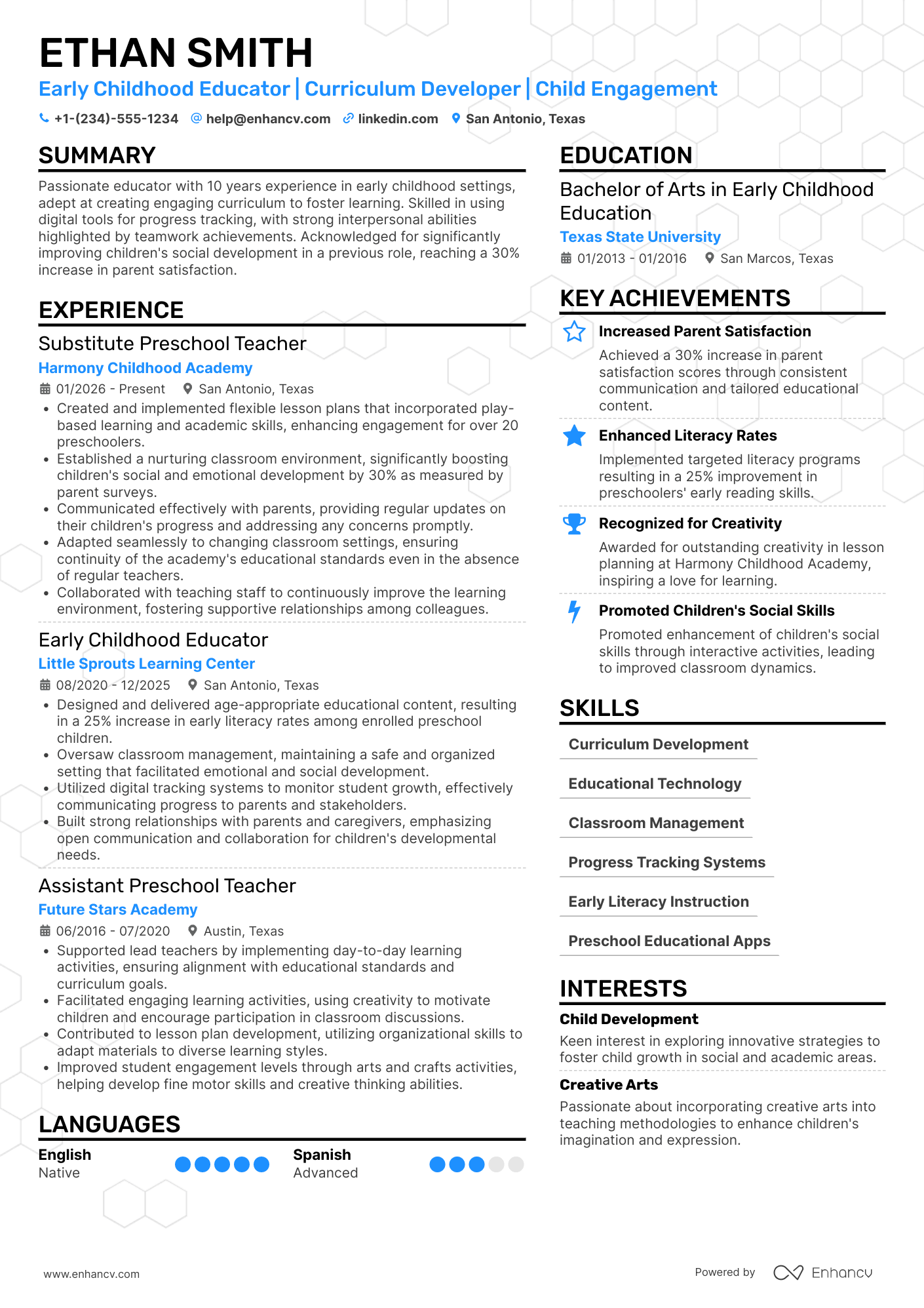 Substitute Preschool Teacher Resume Example