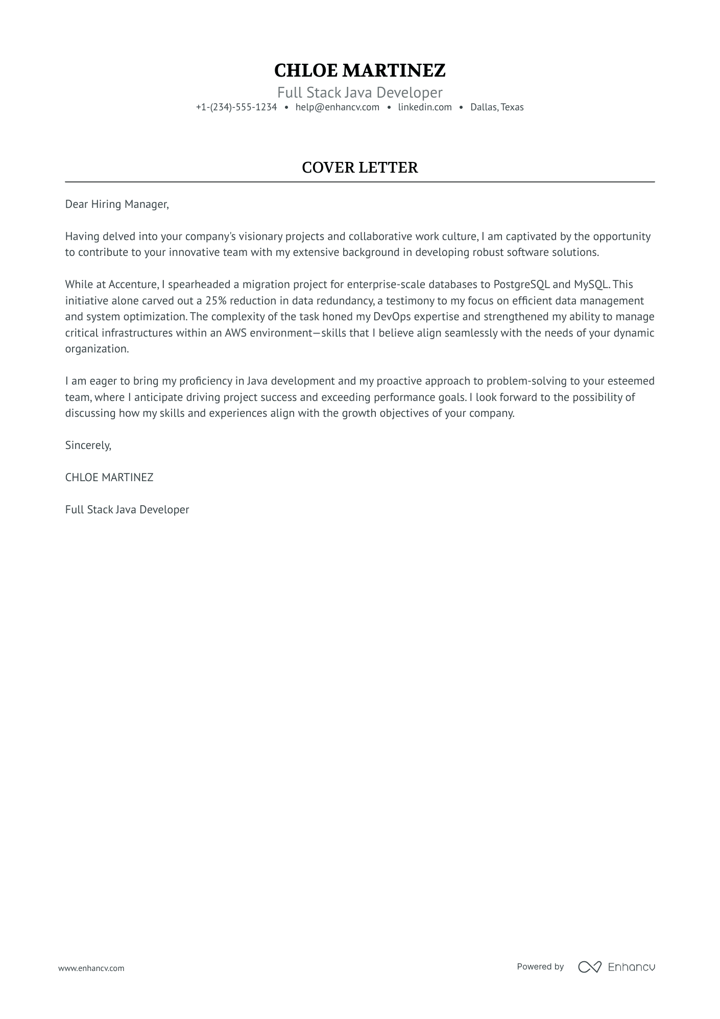 Full Stack Software Developer Resume Example