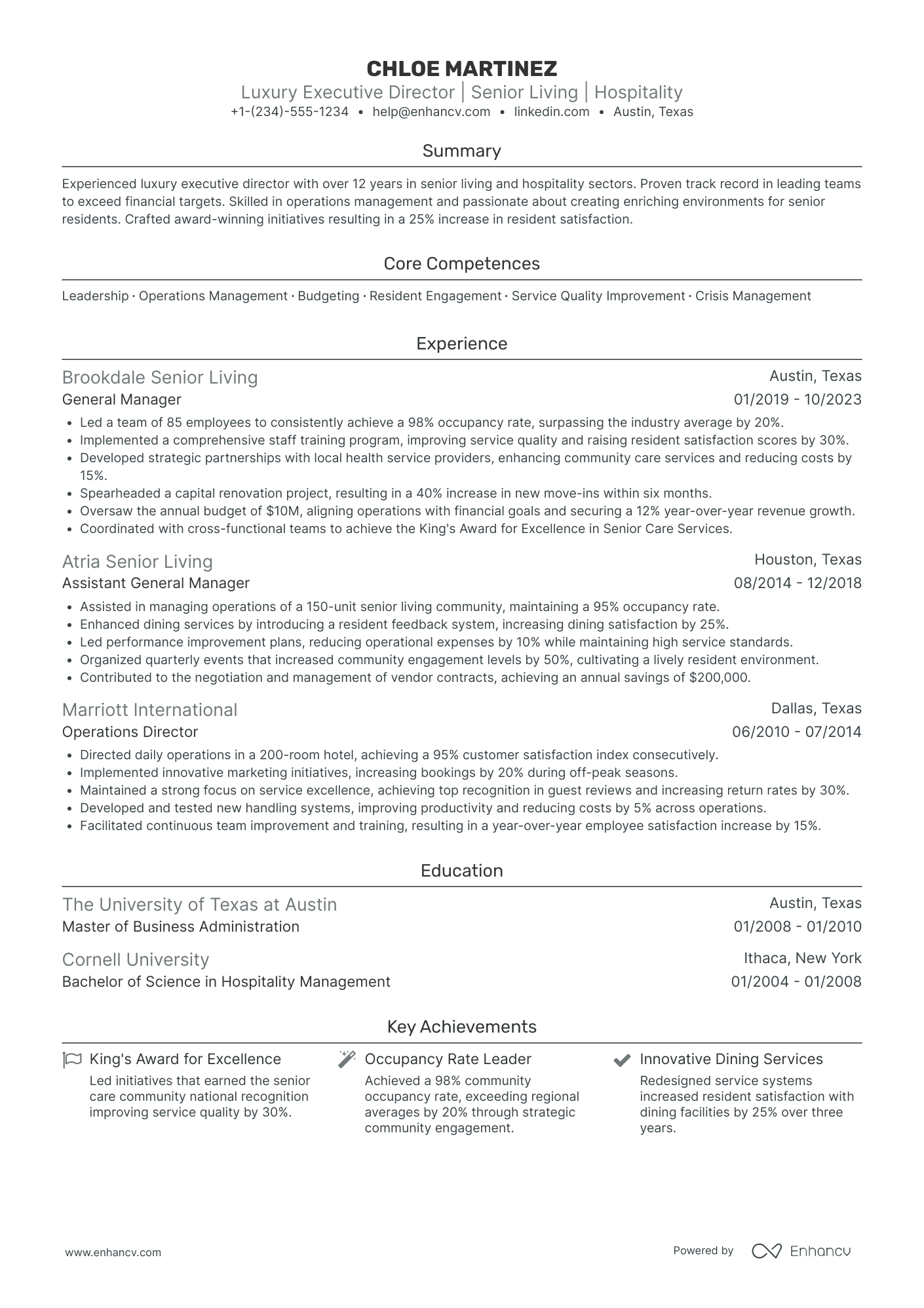 Chief Executive Officer in Luxury Goods Resume Example