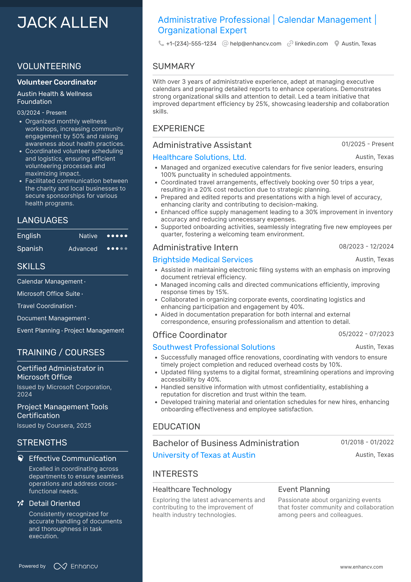 Administrative Associate Resume Example