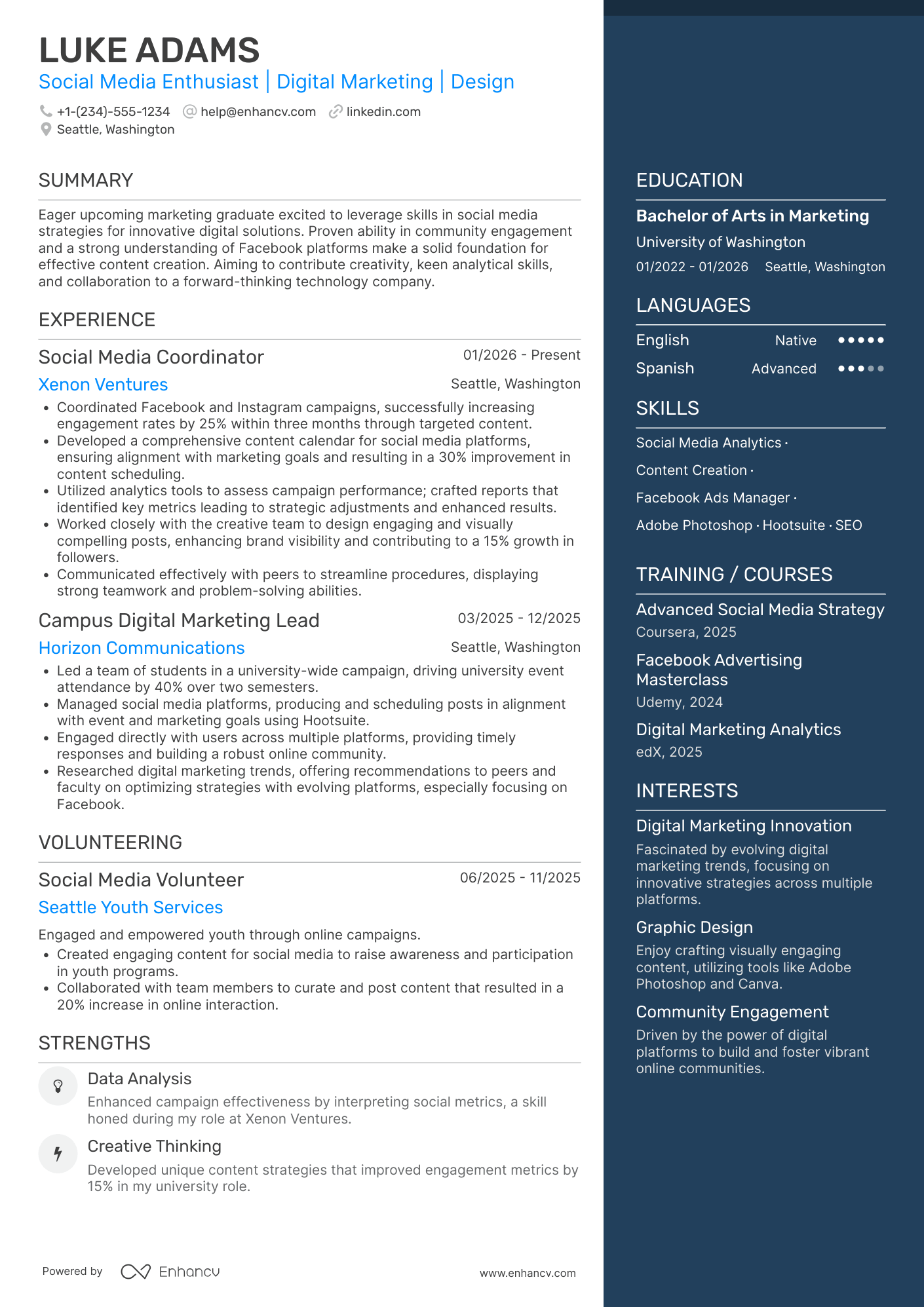 Facebook Intern Resume Example