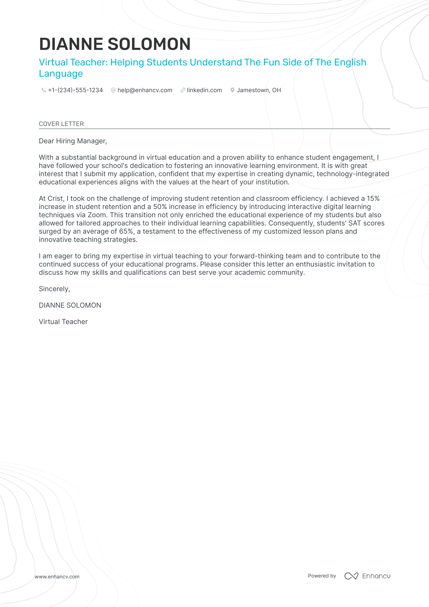 Virtual Teacher Resume Example