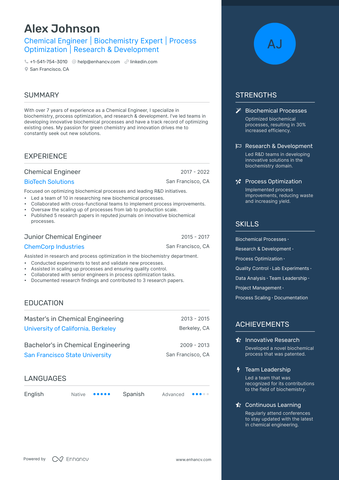 Chemical Engineer Resume Example
