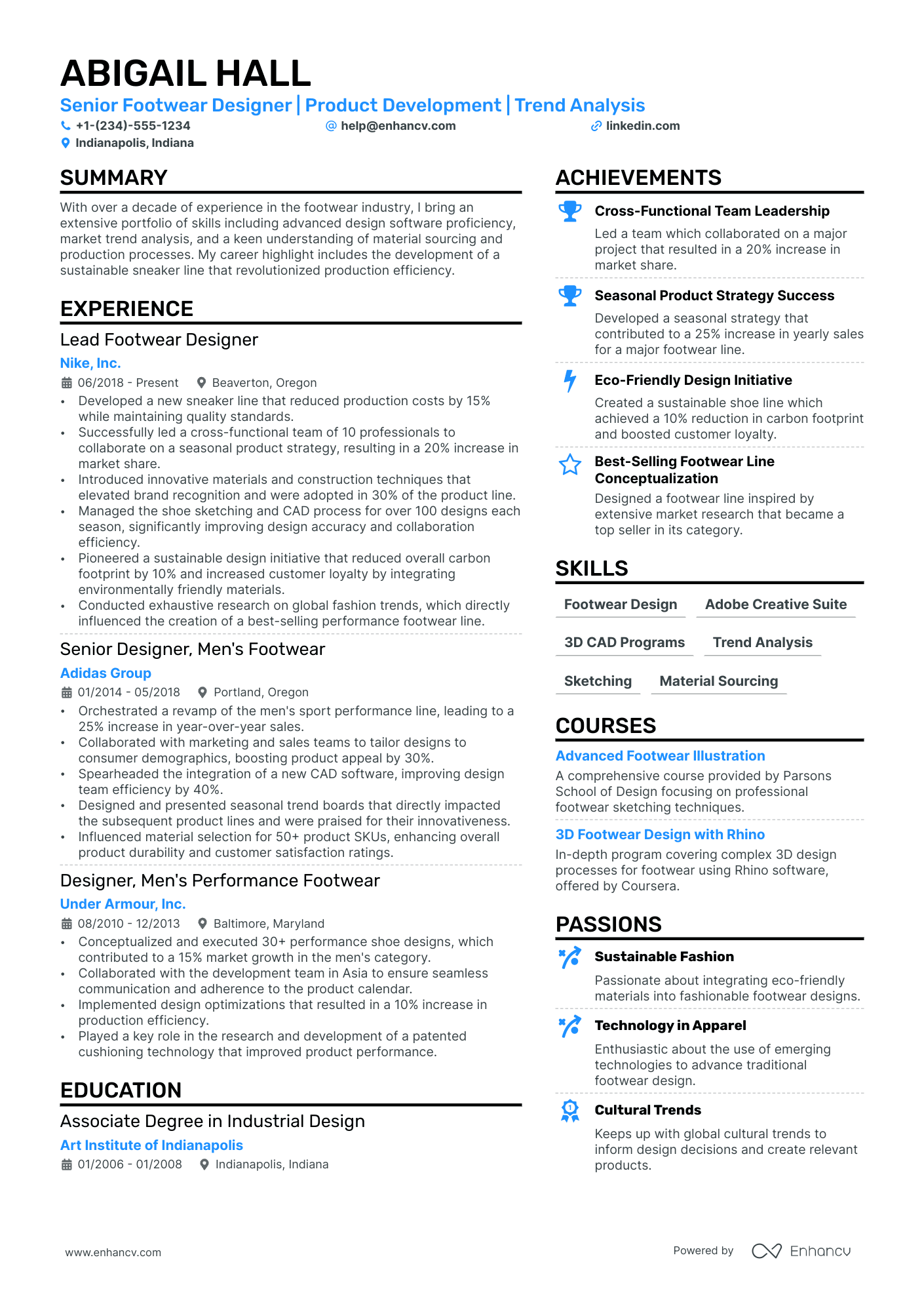 Footwear Designer Resume Example