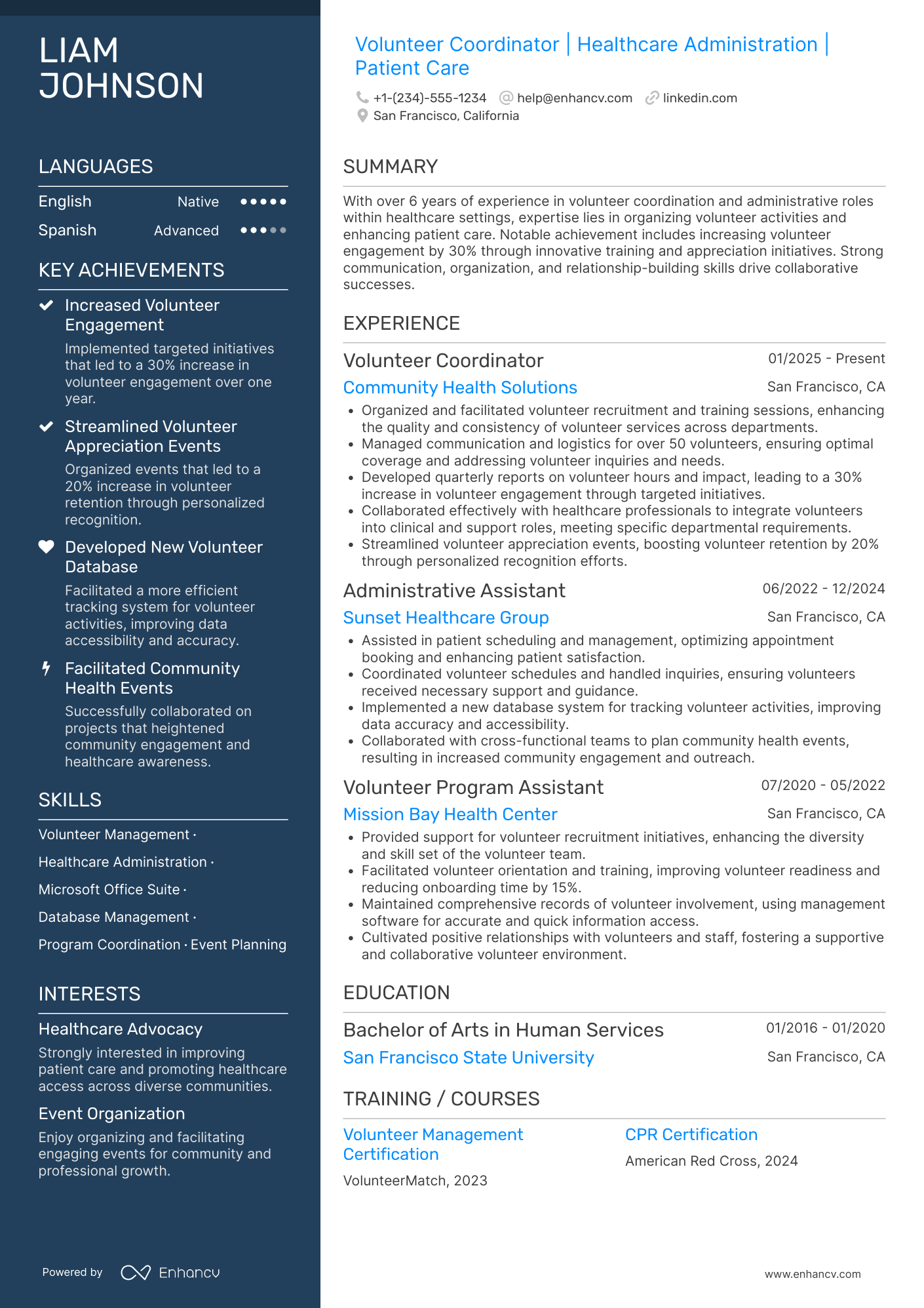 Hospital Volunteer Assistant Resume Example