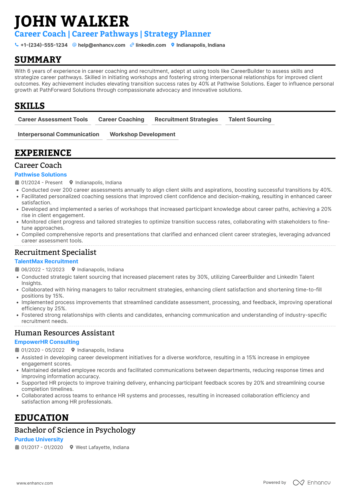 Career Change Advocate Resume Example